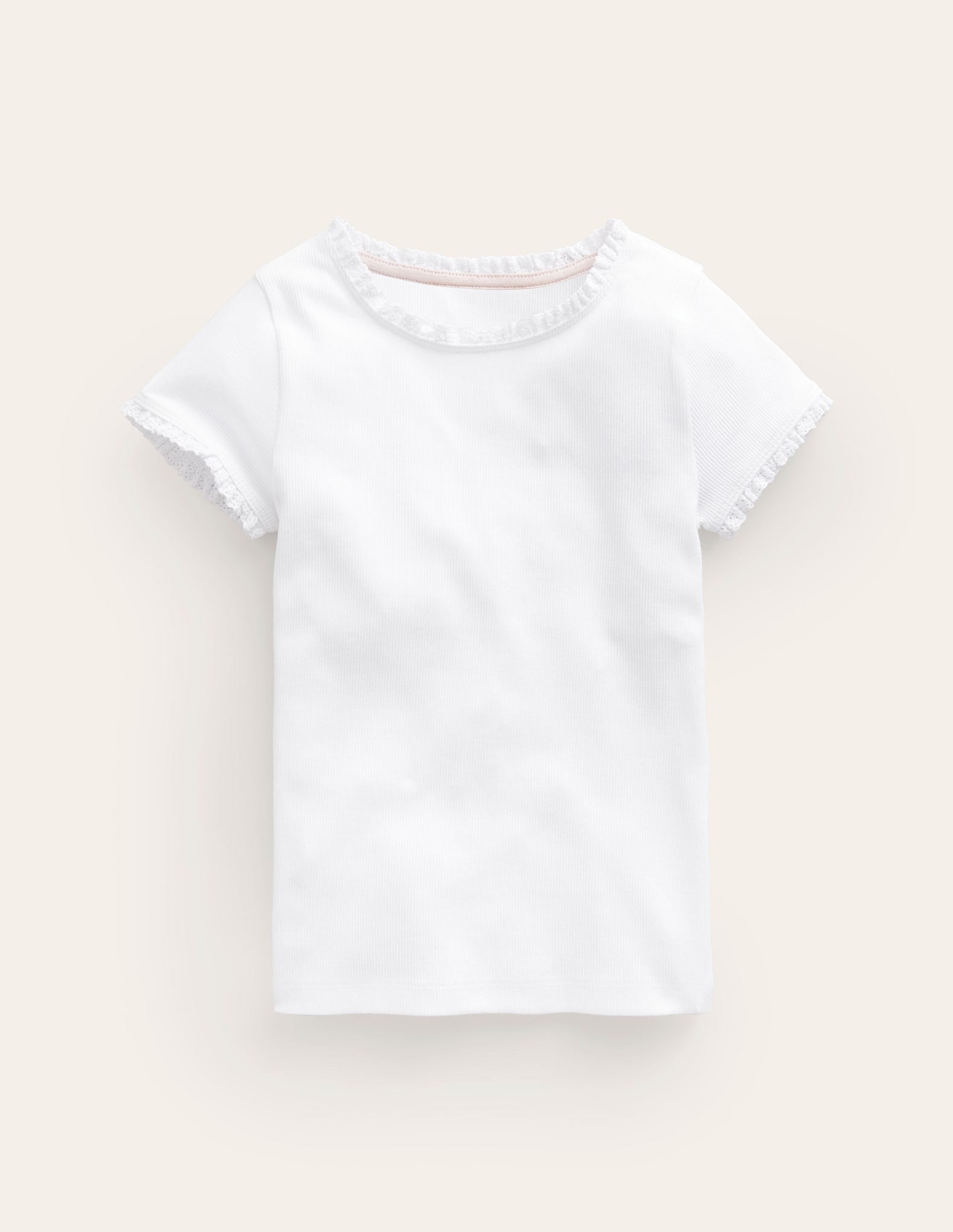 Short Sleeve Ribbed T-shirt-White