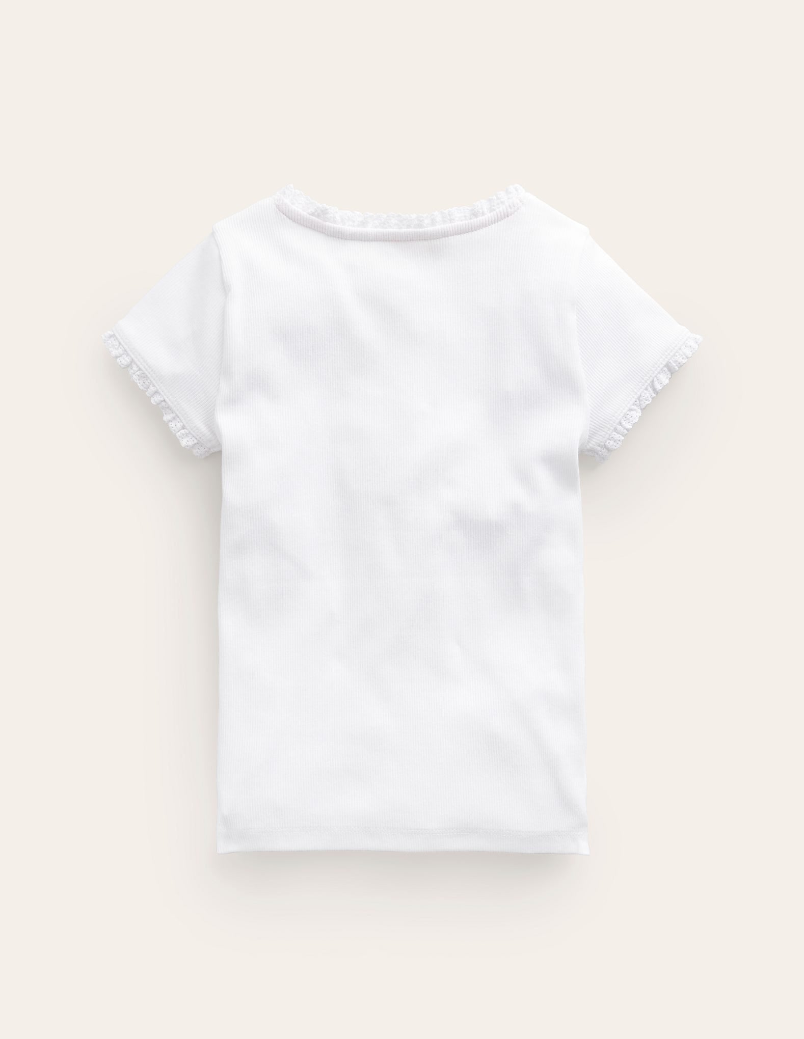 Short Sleeve Ribbed T-shirt-White - Image 2