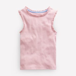 Ribbed Lace Trim Tank Top-French Pink