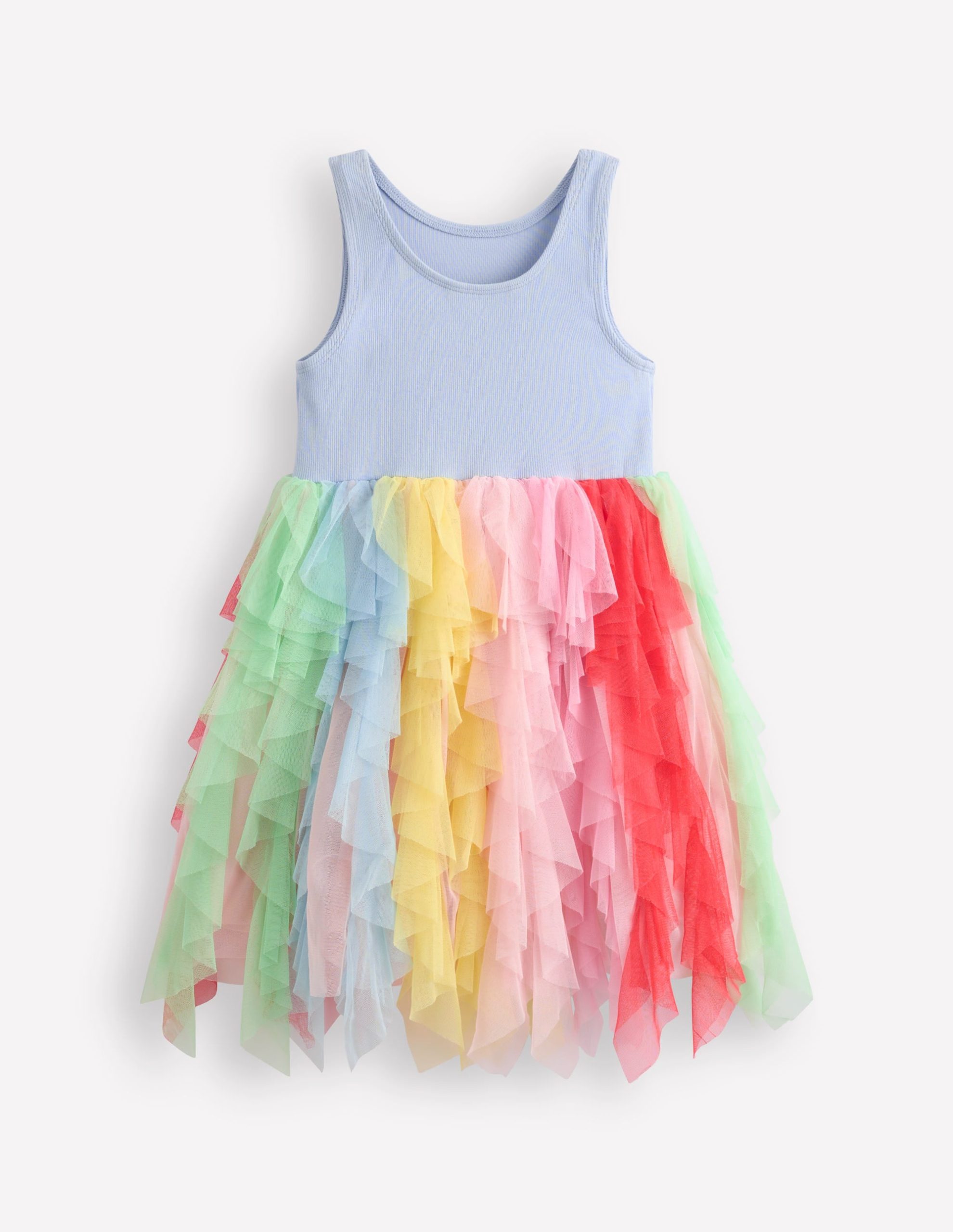 Jersey Tulle Mix Dress-Misty Blue Rainbow - Image 2