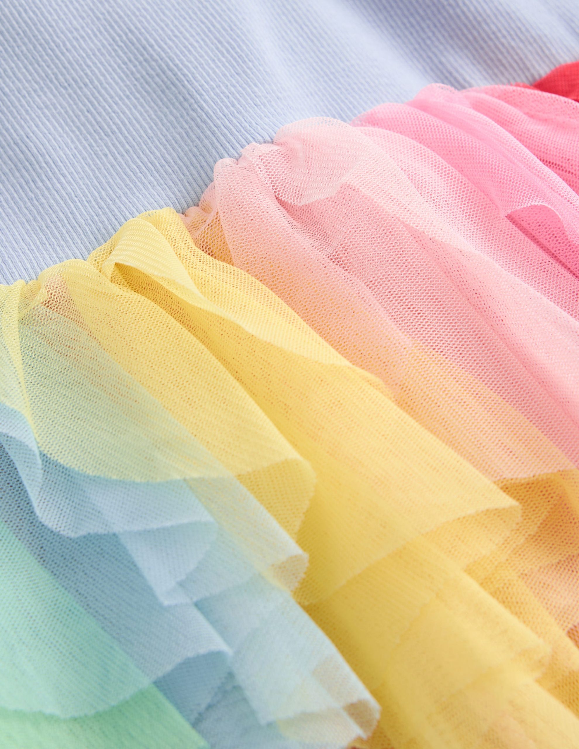 Jersey Tulle Mix Dress-Misty Blue Rainbow - Image 3