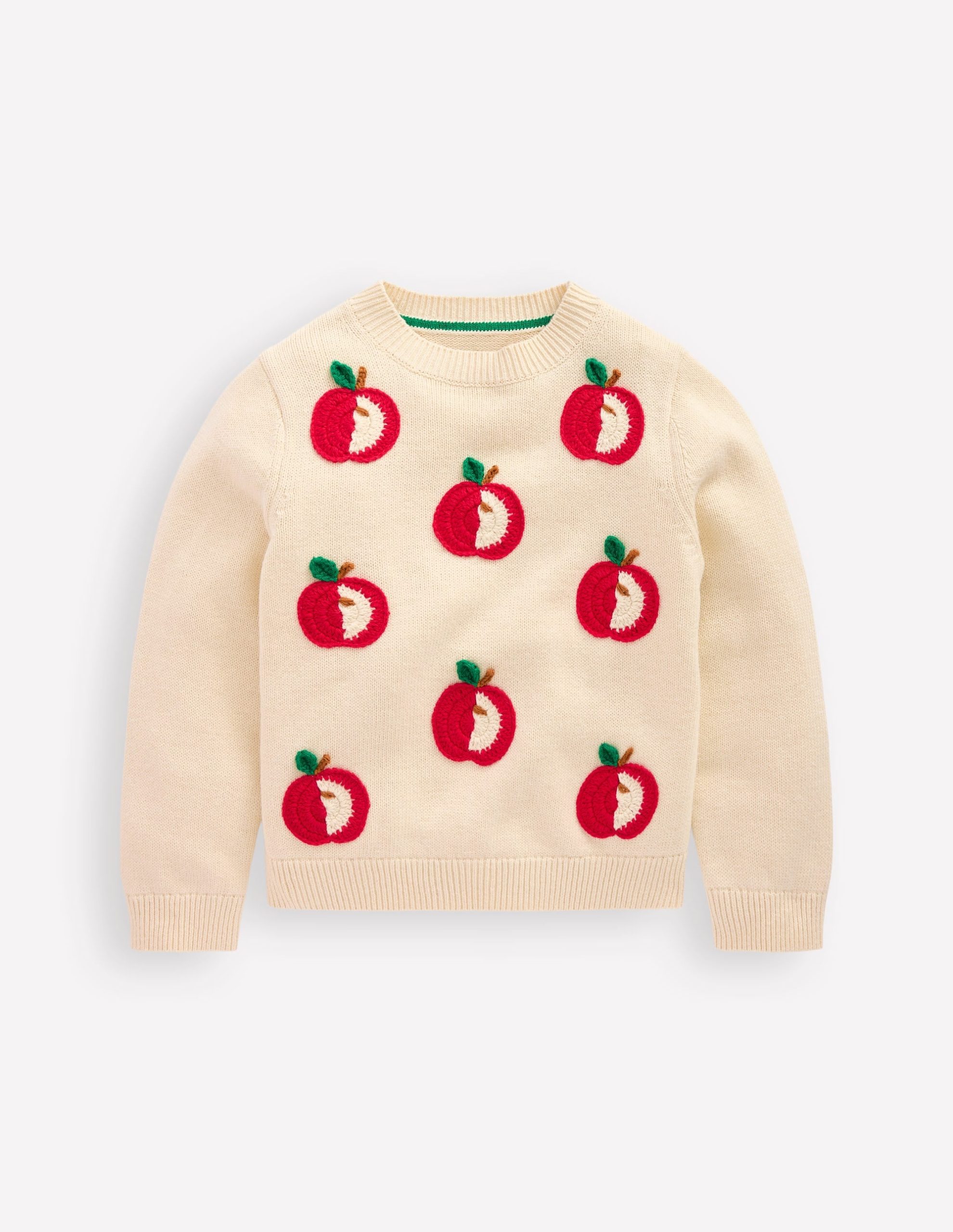 Karina Fun Crochet Sweater-Ivory Apples