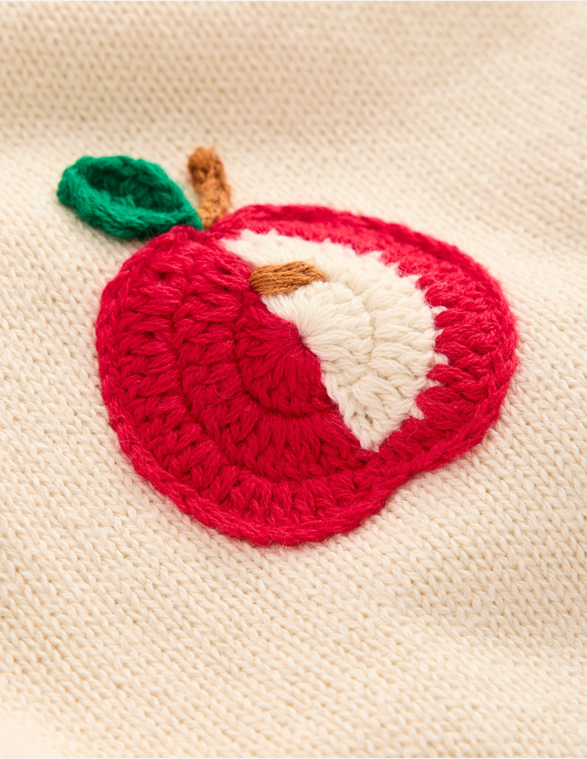 Karina Fun Crochet Sweater-Ivory Apples - Image 3