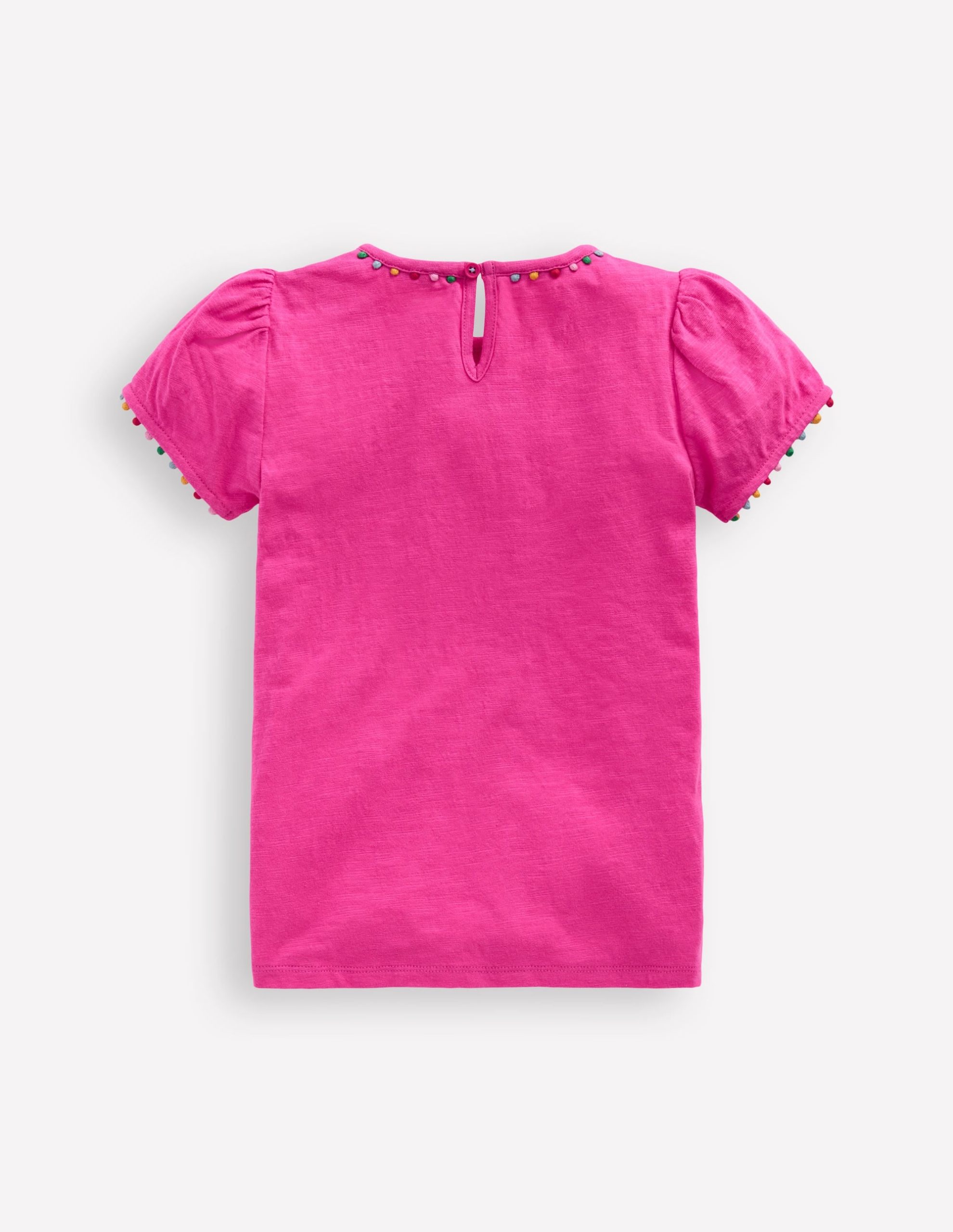 Ali Puff Sleeve Pom T-shirt-Flamingo Pink - Image 2