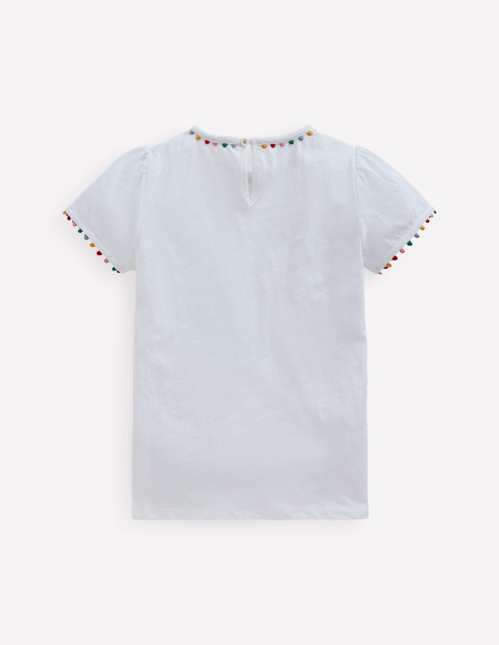Ali Puff Sleeve Pom T-shirt-White - Image 3