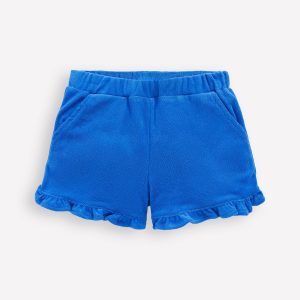 Frill Hem Towelling Shorts-Kingfisher Blue