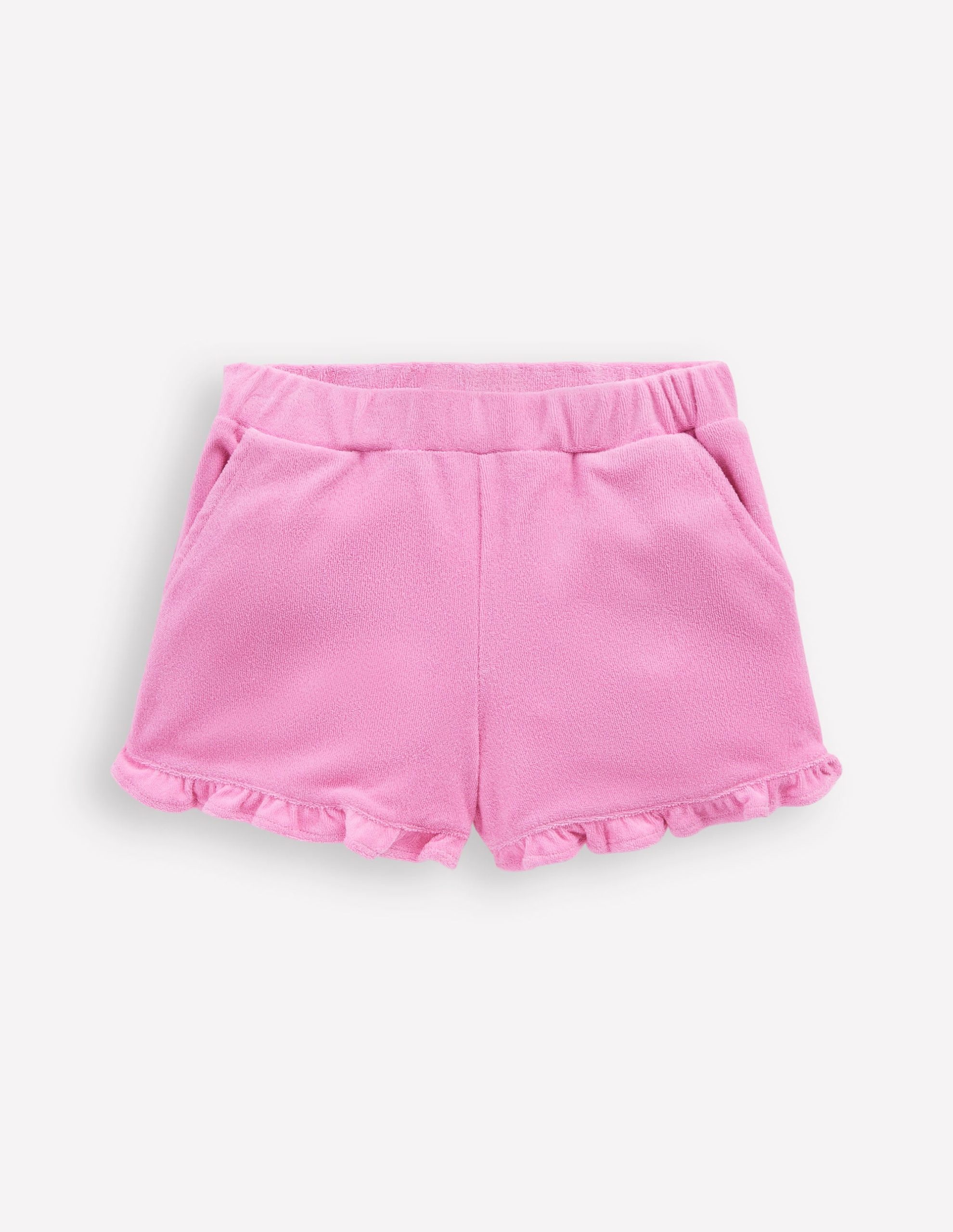 Frill Hem Towelling Shorts-Vintage Mauve