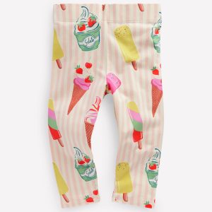 Fun Cropped Leggings-Pink Ice Cream Stripe