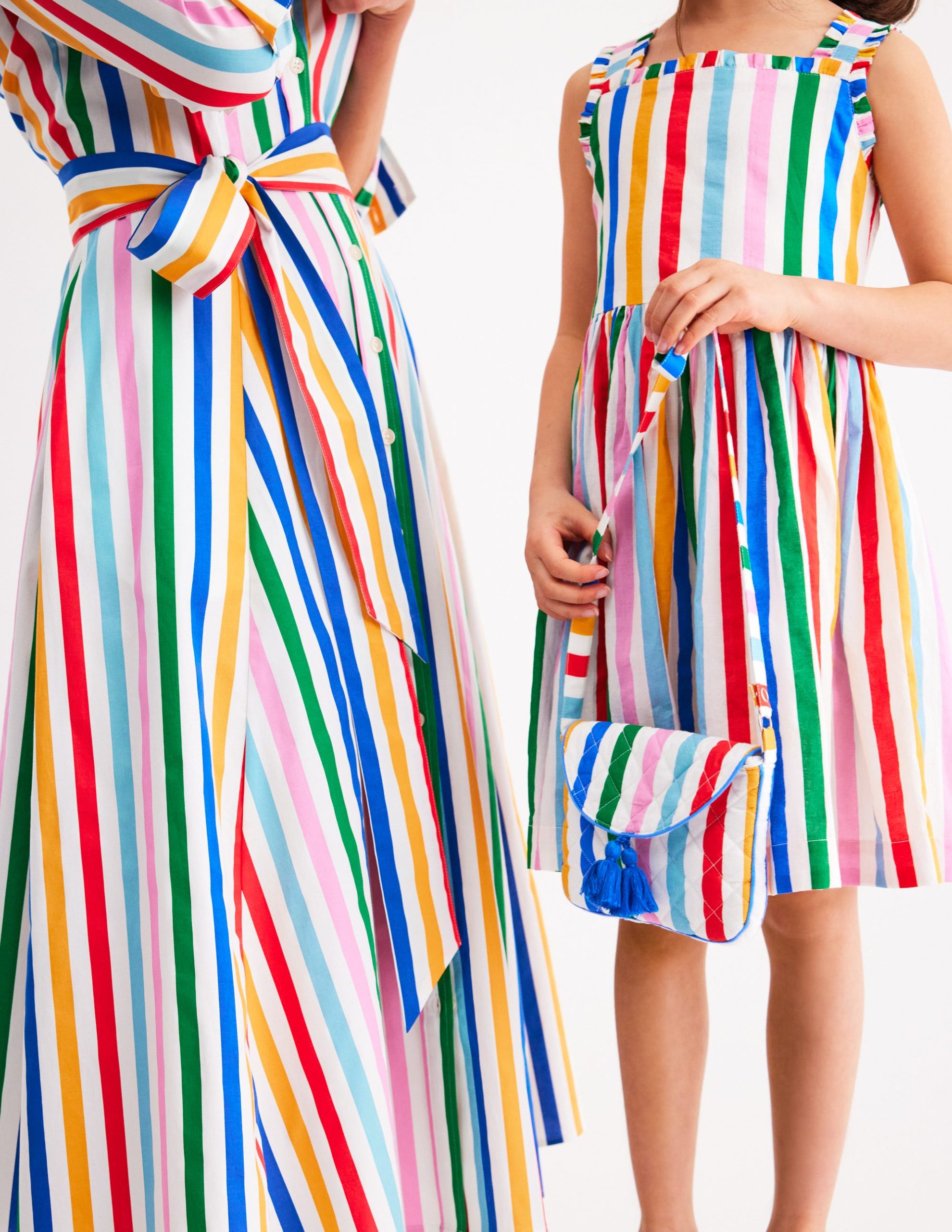 Luna Frill Strap Woven Dress-Multi Rainbow Stripe - Image 3