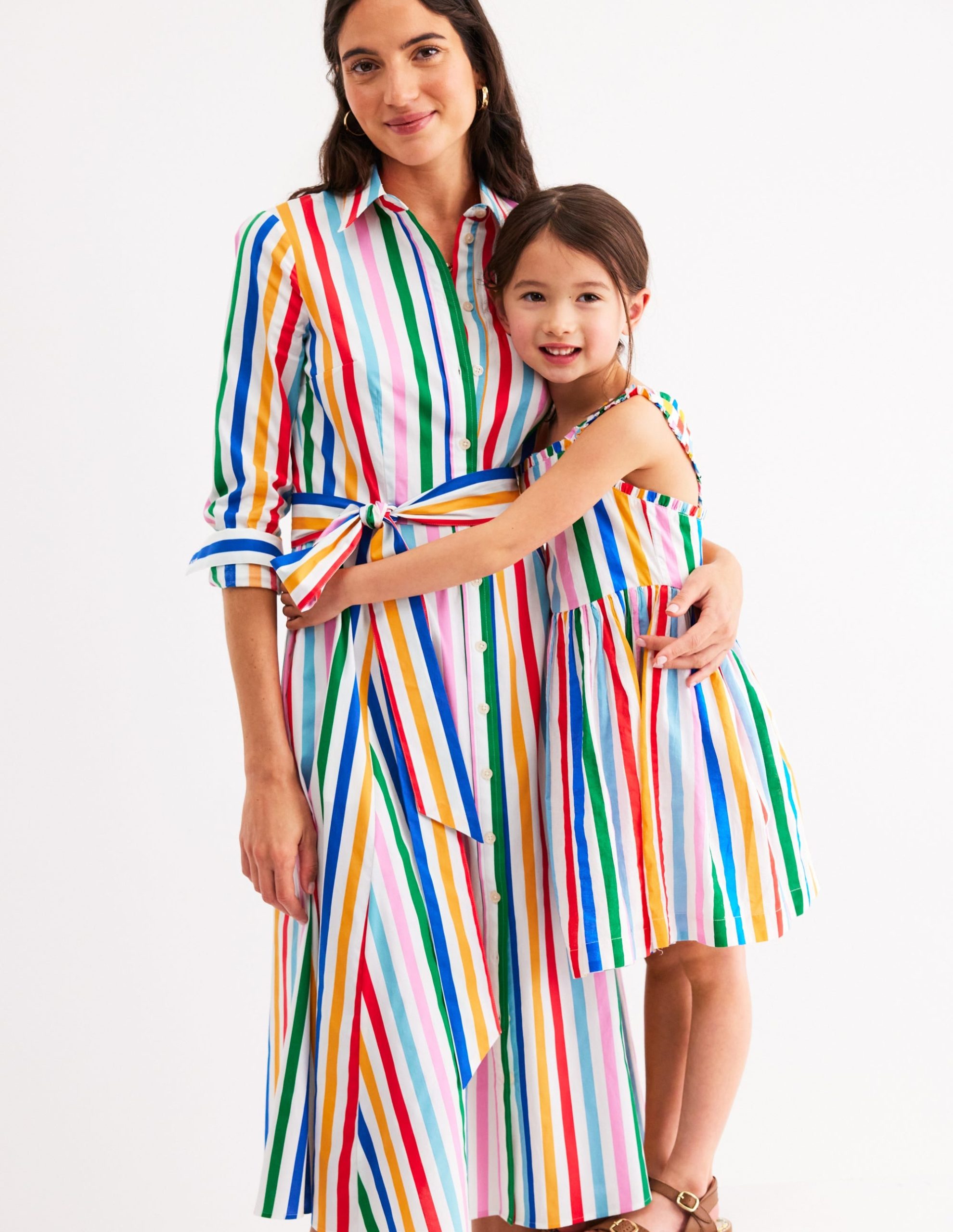 Luna Frill Strap Woven Dress-Multi Rainbow Stripe - Image 4