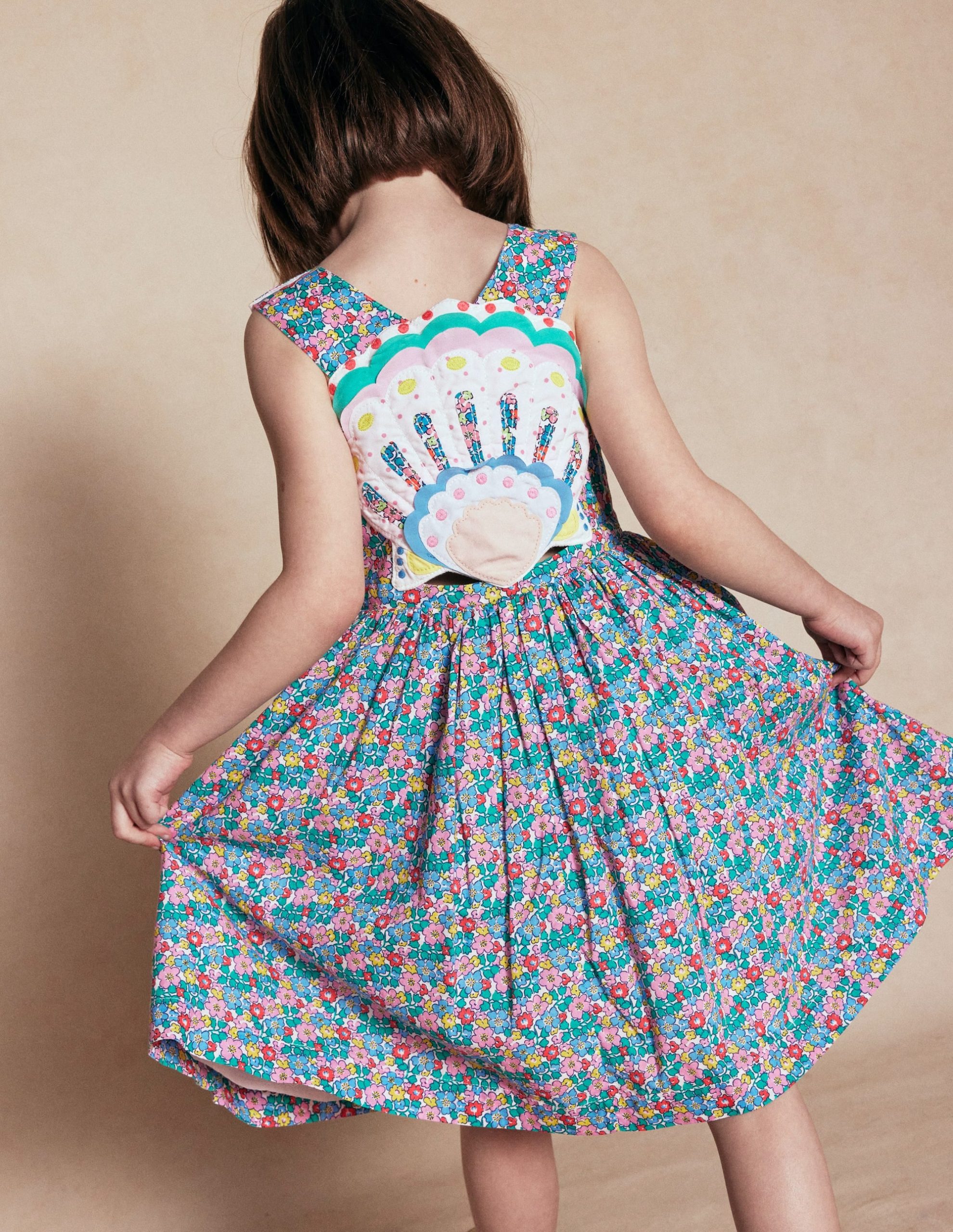 Zadie Applique Back Dress-Multi Flowerbed Shell