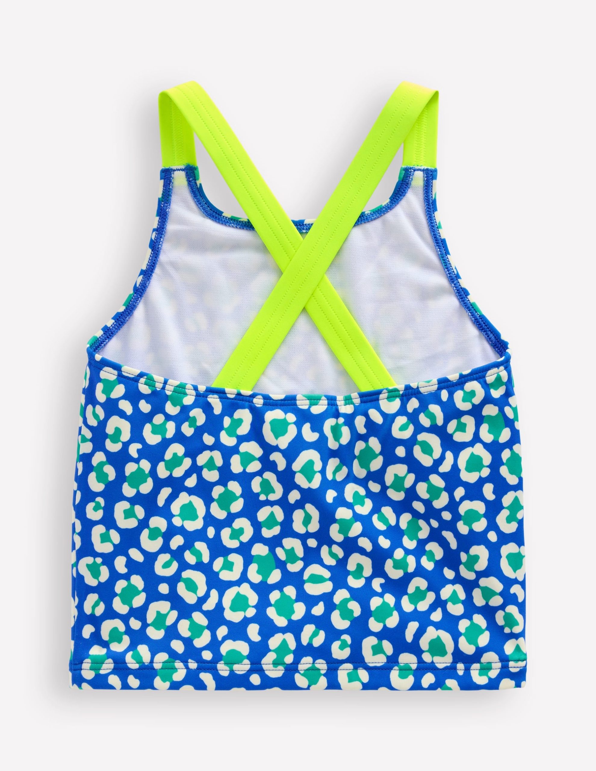 Cross-back Tankini Top-Aquamarine Leopard - Image 2