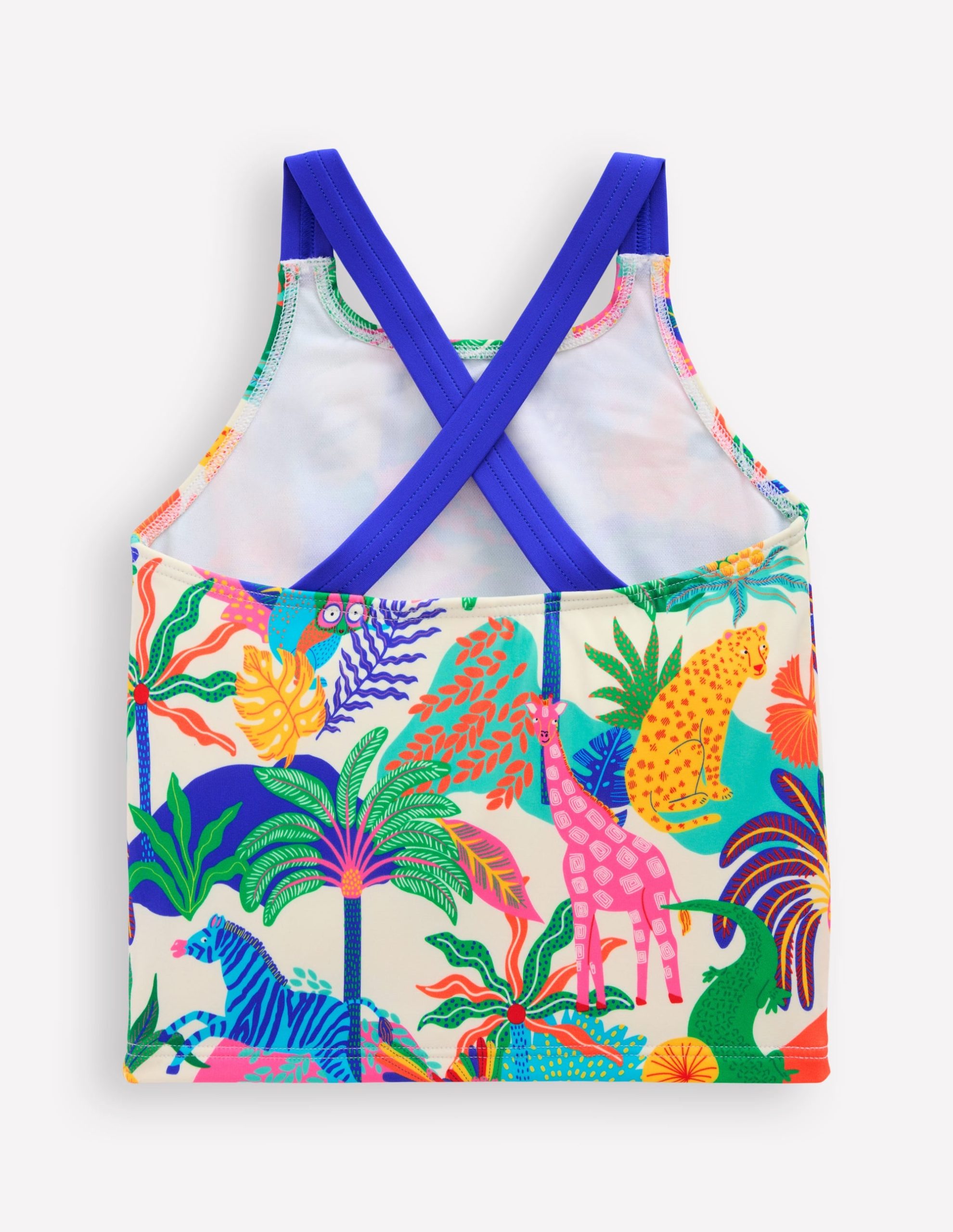 Cross-back Tankini Top-Soft Ivory Multi Jungle - Image 2