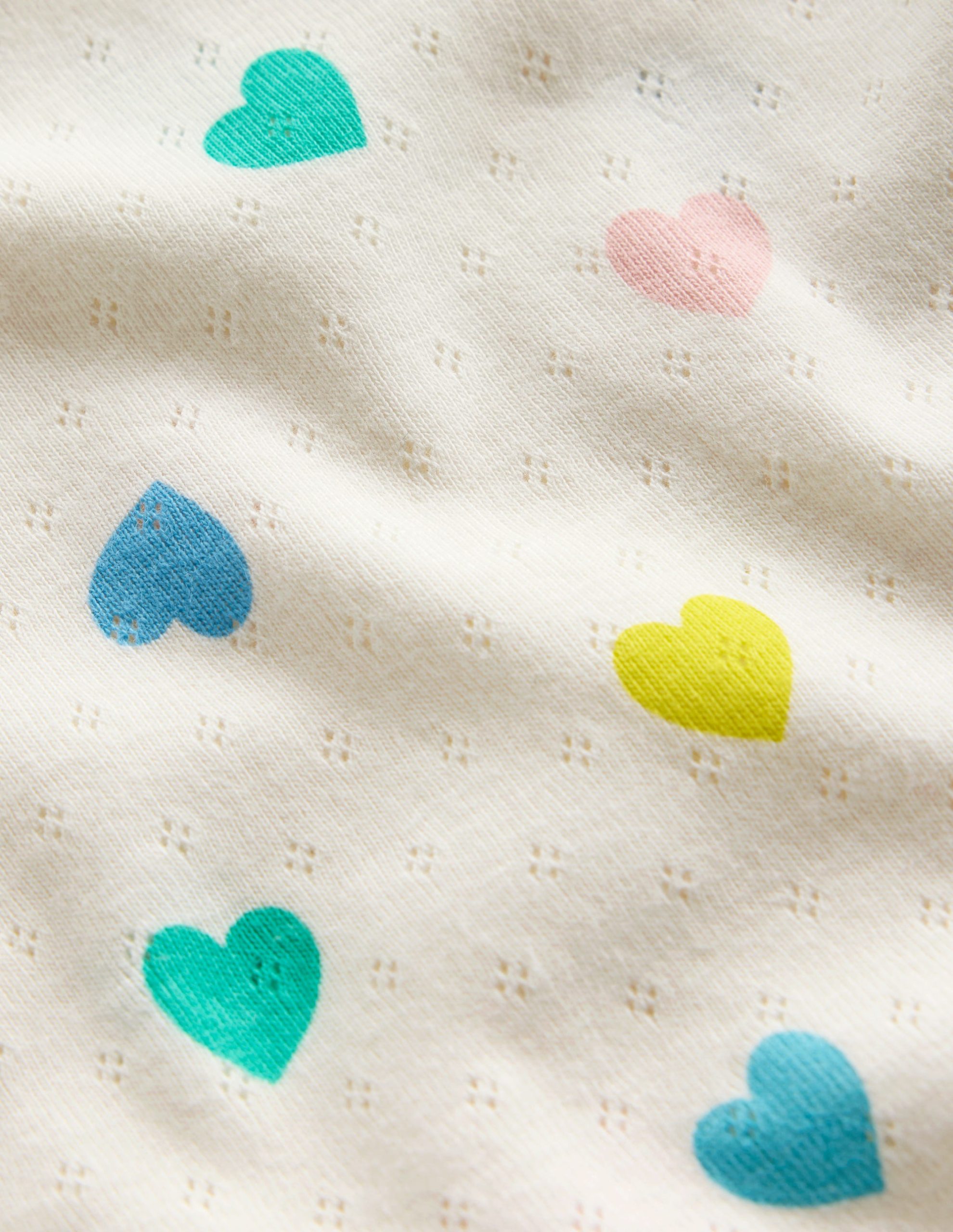 Short Sleeve Pointelle Top-Soft Ivory Multi Hearts - Image 3