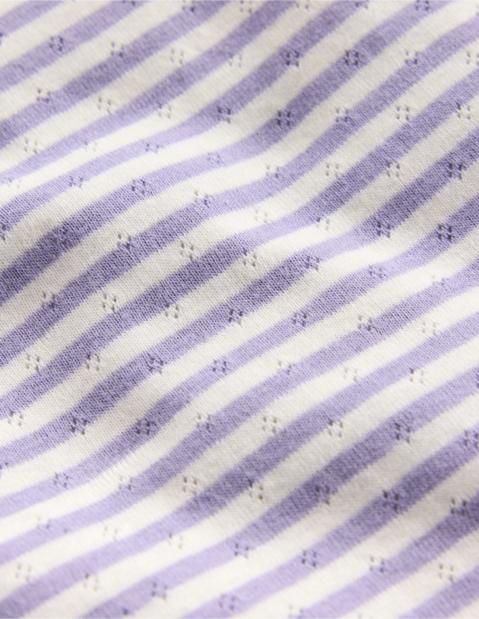 Short-sleeved Ruffle Pointelle-Misty Lavender/Soft Ivory - Image 3