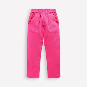 Pull-On Pants-Sorbet Pink Embroidered