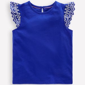 Margaret Broderie Frill Tee-Orion Blue