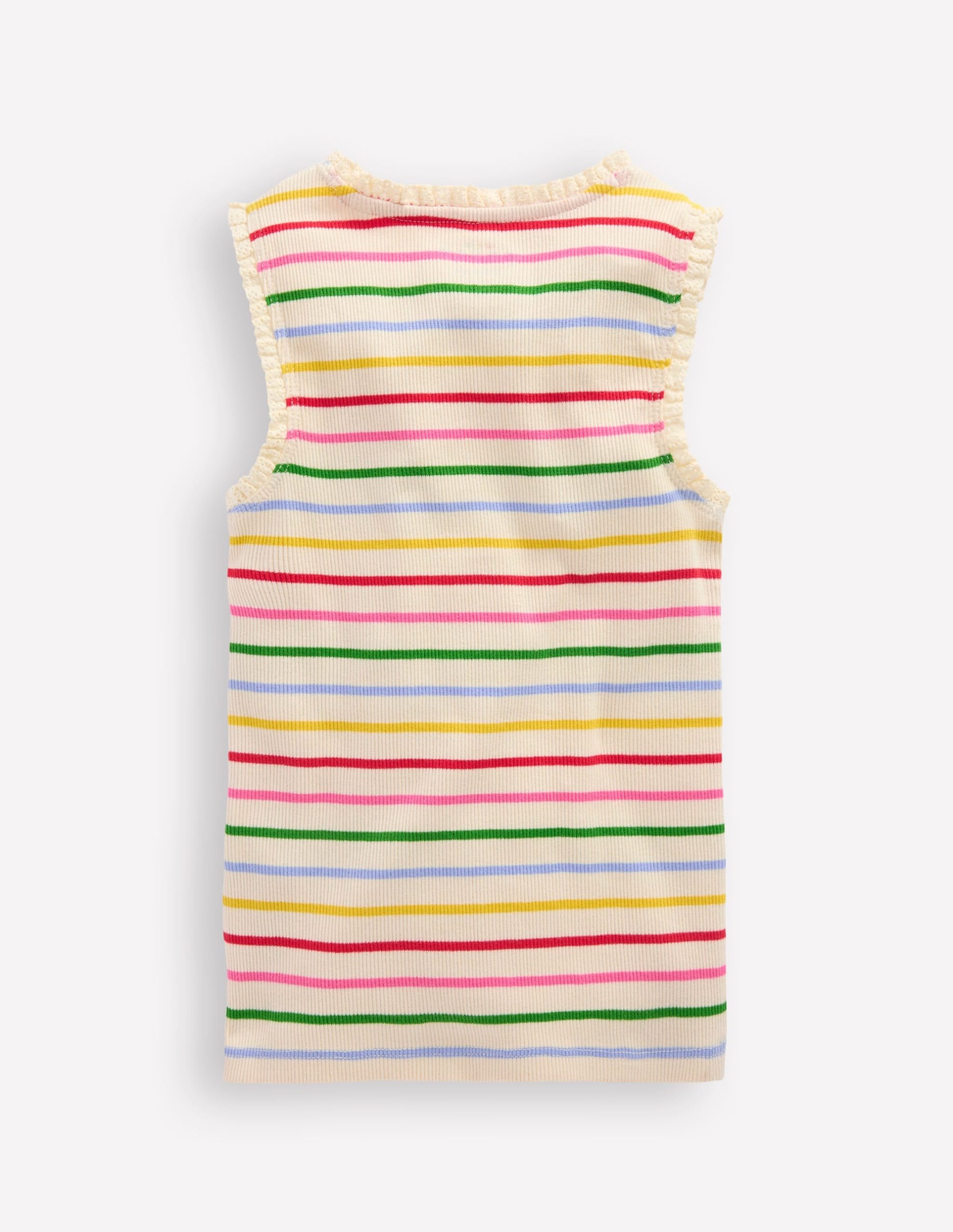 Ribbed Lace Trim Tank Top-Multi Stripe - Image 2