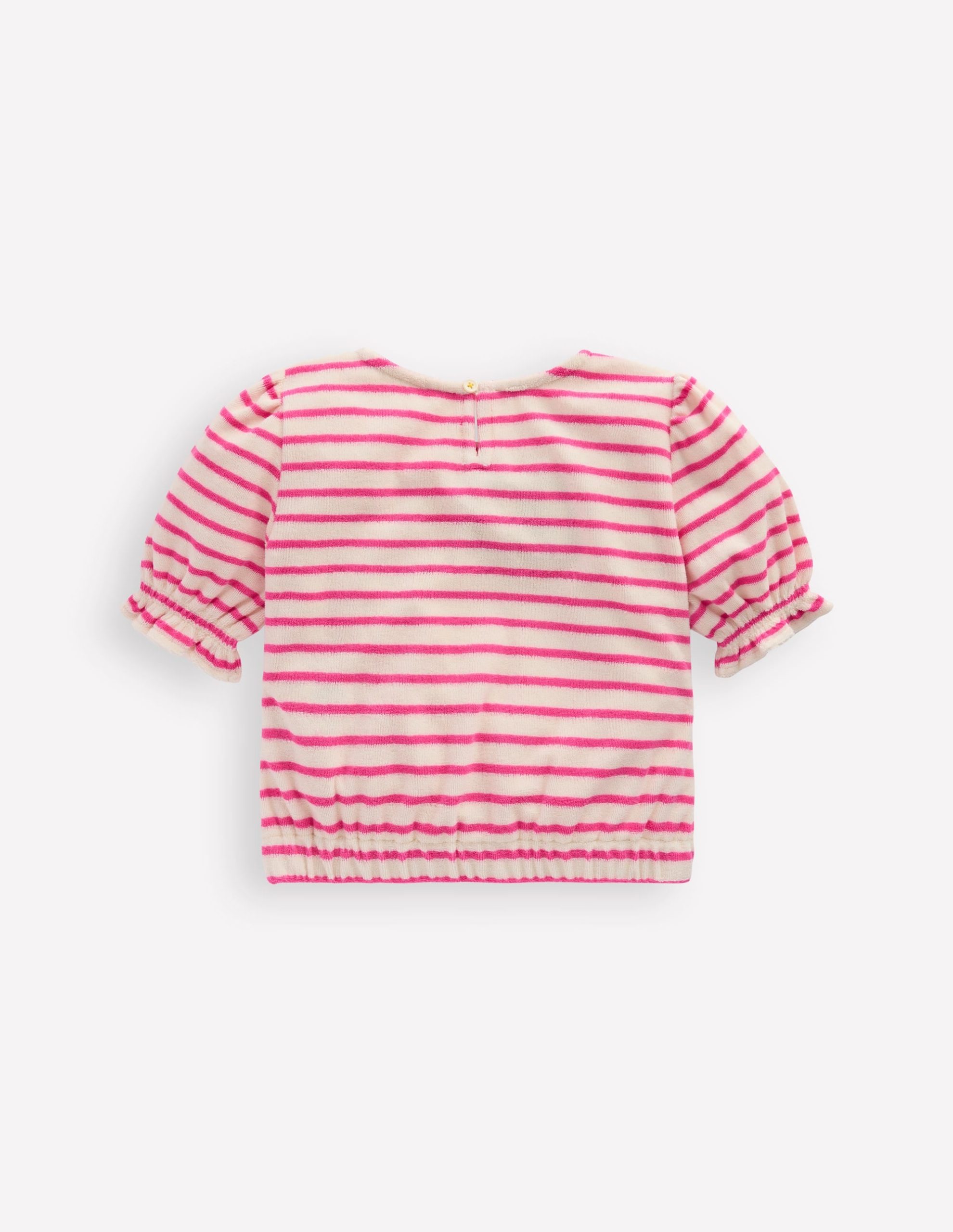 Towelling Top-Sorbet Pink/ Ivory Stripe - Image 2
