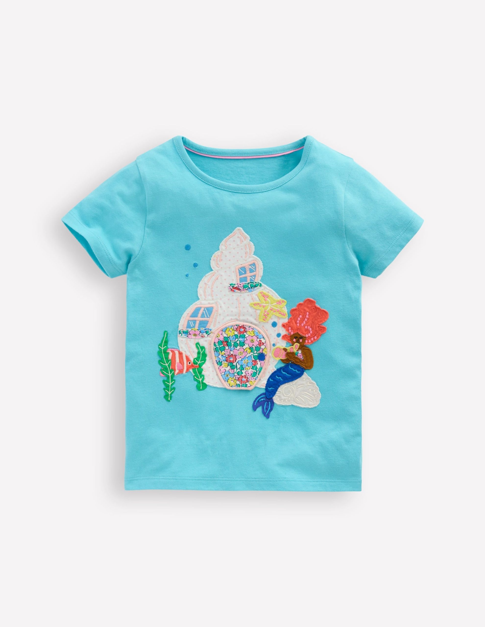 Lift The Flap Short Sleeve Top-Aquamarine Blue Mermaid