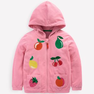 Zip-Through Towelling Hoodie-Chalk Pink Fruit