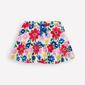 Tiered Jersey Skort-Multi Pop Flower