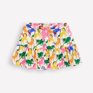 Tiered Jersey Skort-Multi Rainbow Horse