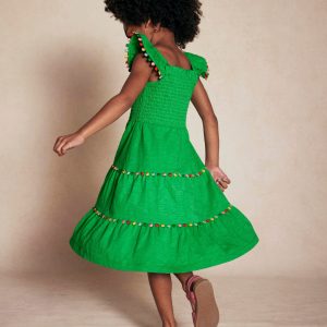 Addison Twirly Pom Dress-Sapling Green