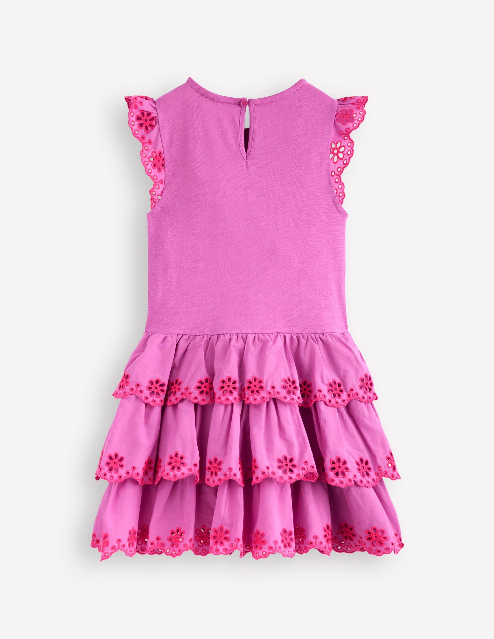 Broderie Mix Jersey Dress-Foxglove Purple - Image 3