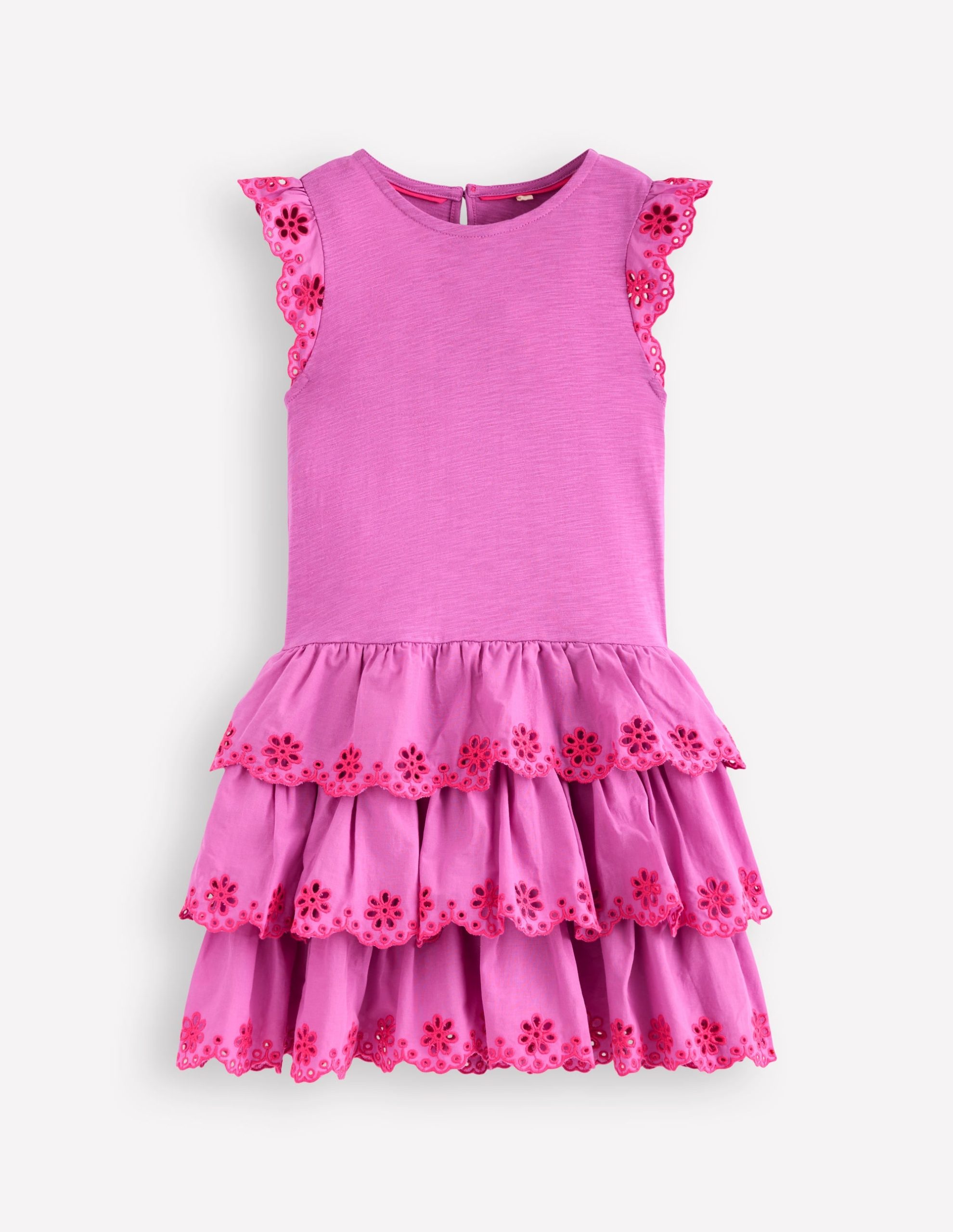 Broderie Mix Jersey Dress-Foxglove Purple - Image 2