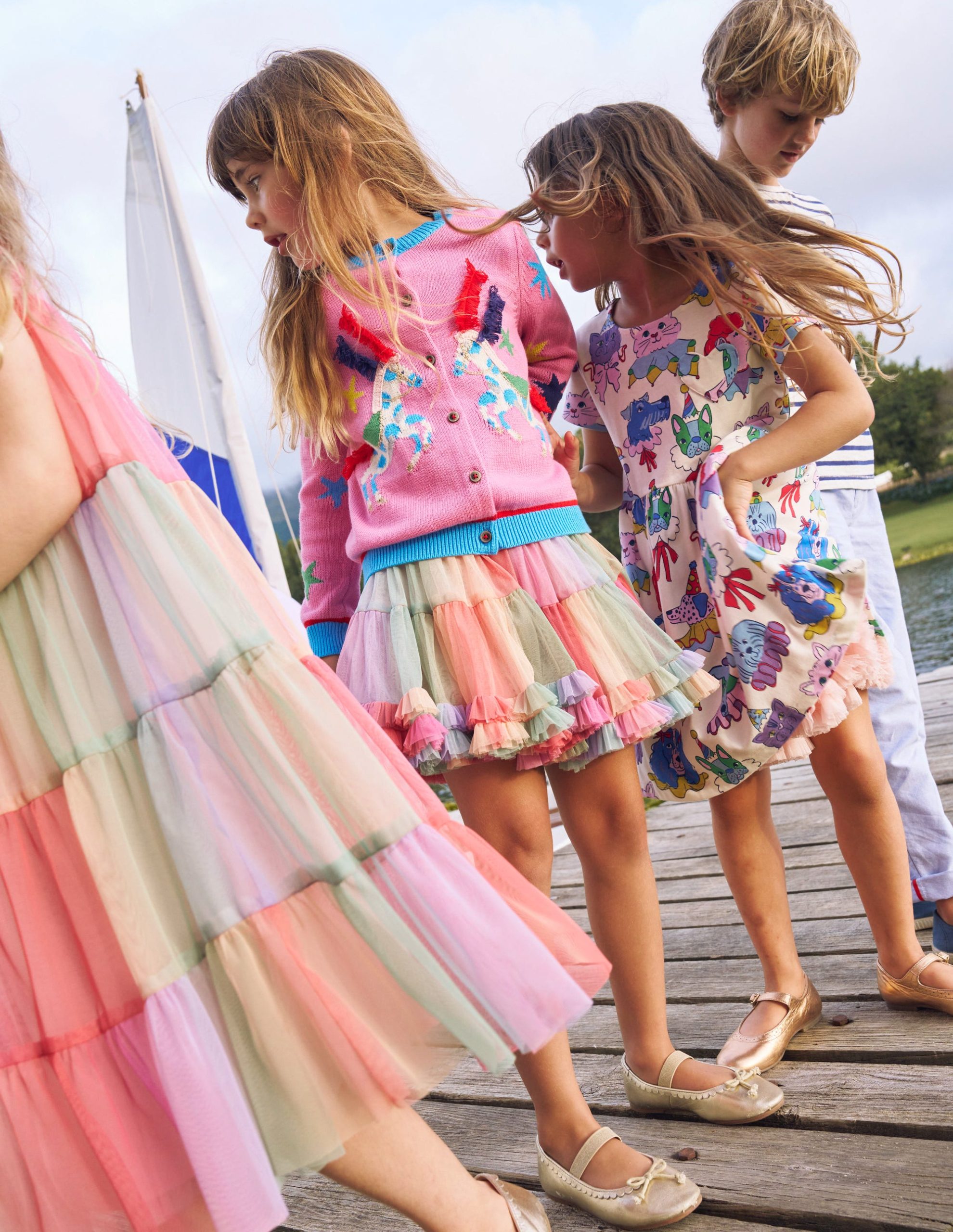 Fun Frill Logo Cardigan-Vintage Mauve Circus Horses