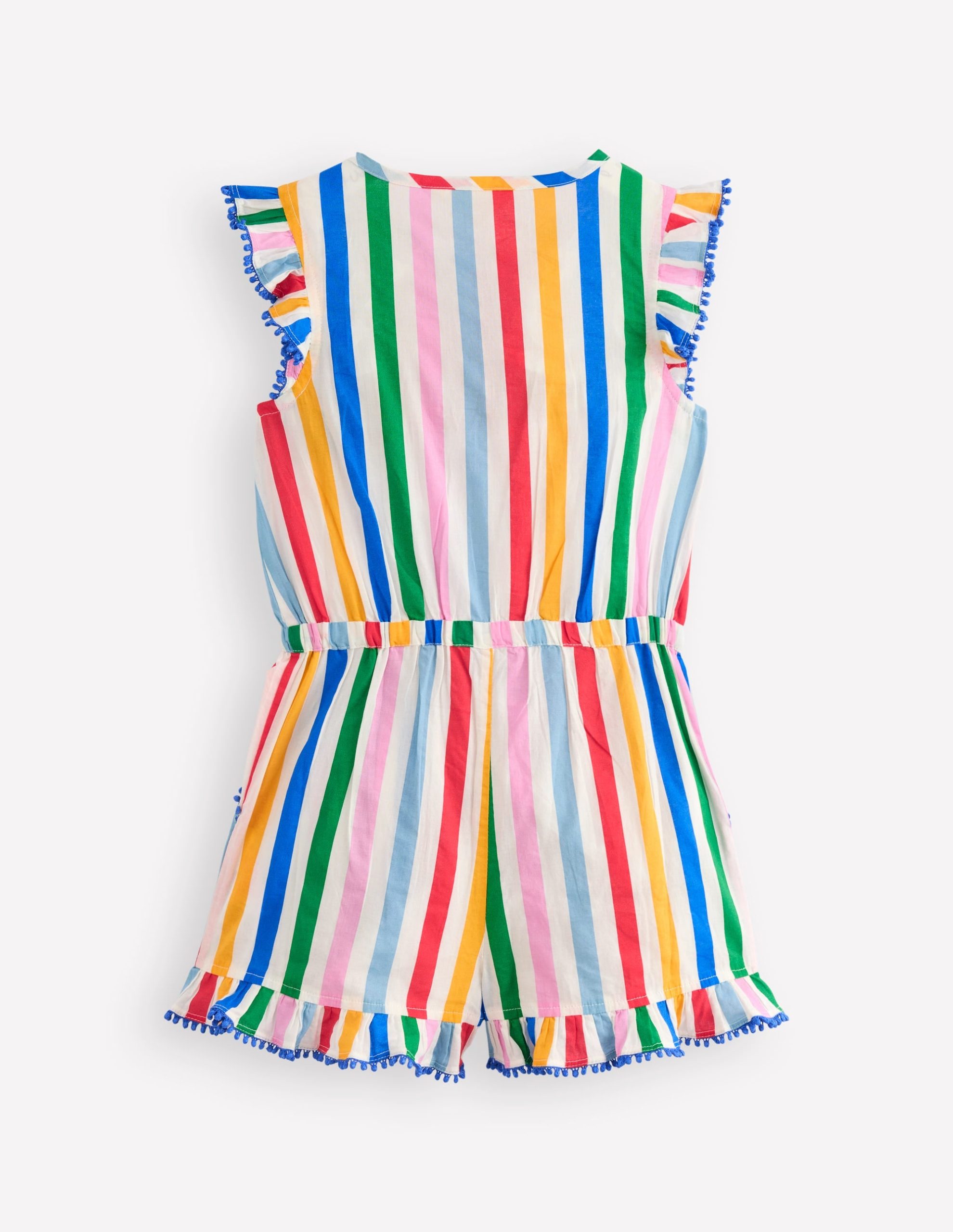 Button Through Ruffle Playsuit-Rainbow Multi Stripe - Image 2
