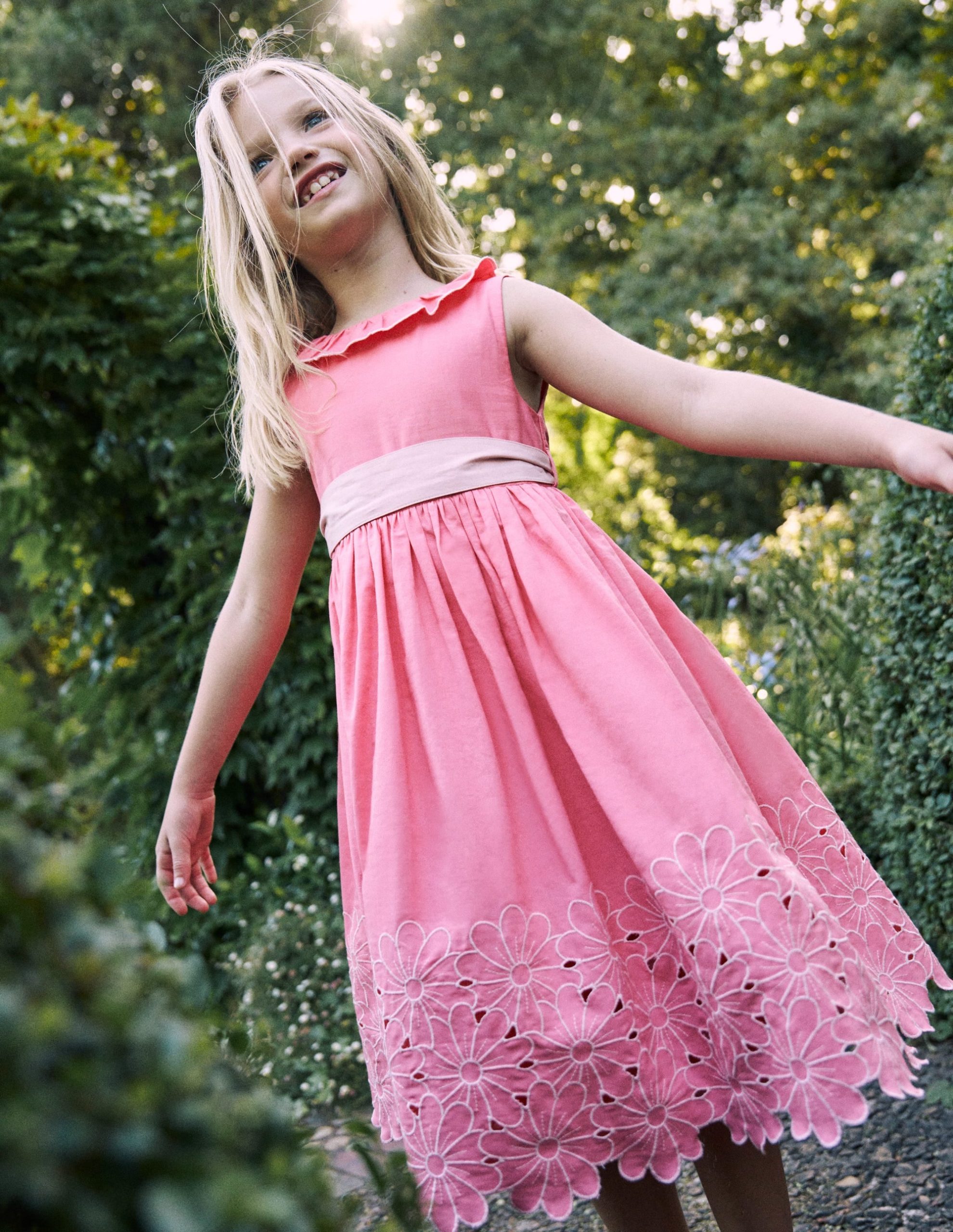 Flower Hem Occasion Dress-Salmon Pink
