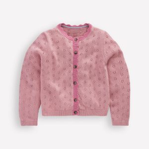 Everyday Scalloped Cardigan-Vintage Pink