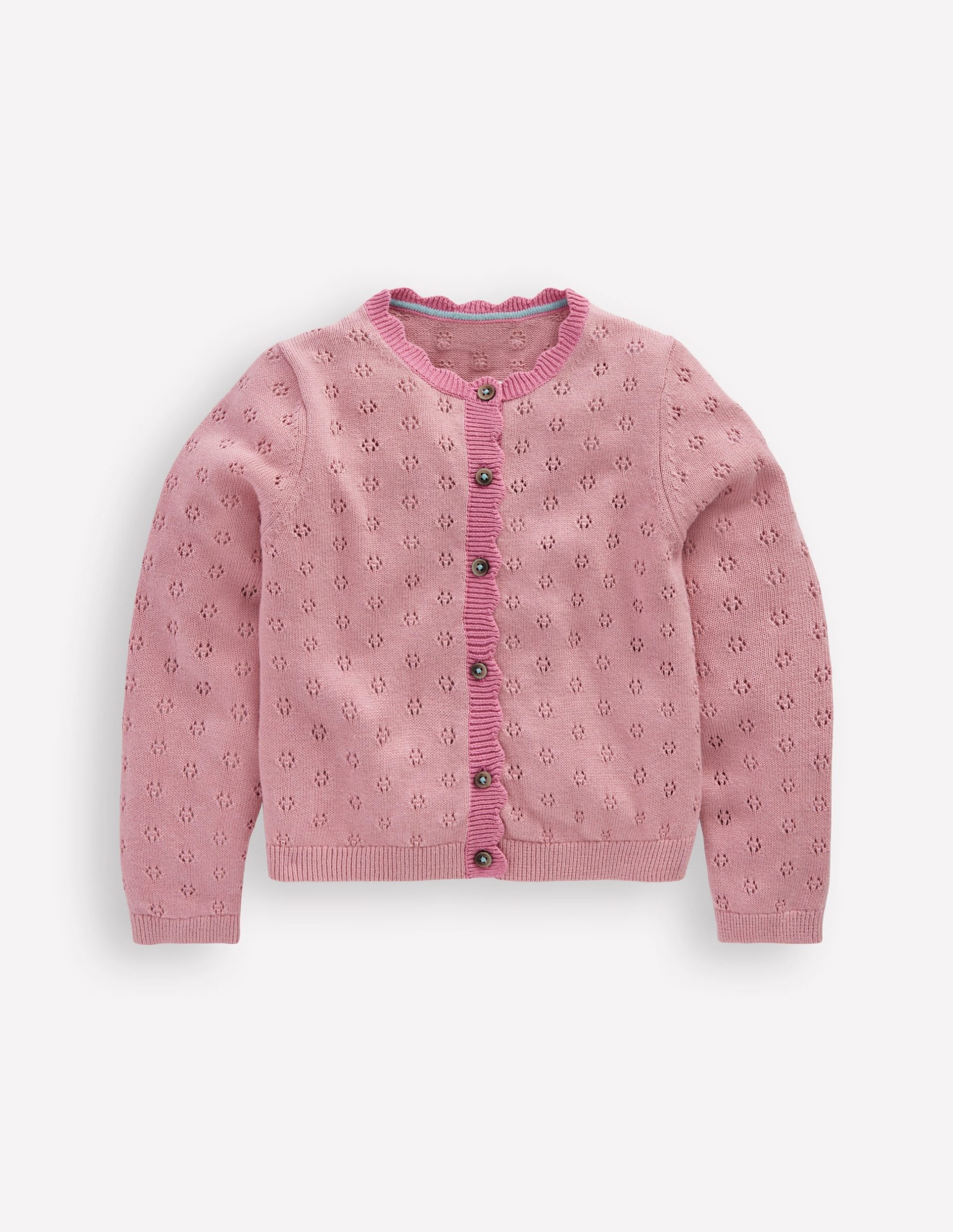 Everyday Scalloped Cardigan-Vintage Pink
