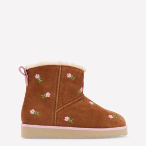 Embroidered Cosy Boots-Embroidered Tan