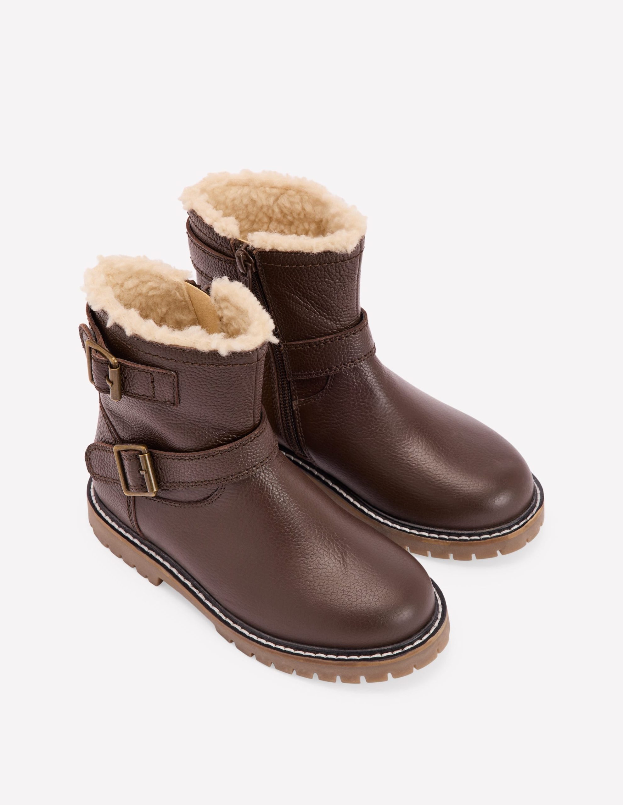 Leather Biker Boots-Dark Chocolate - Image 2