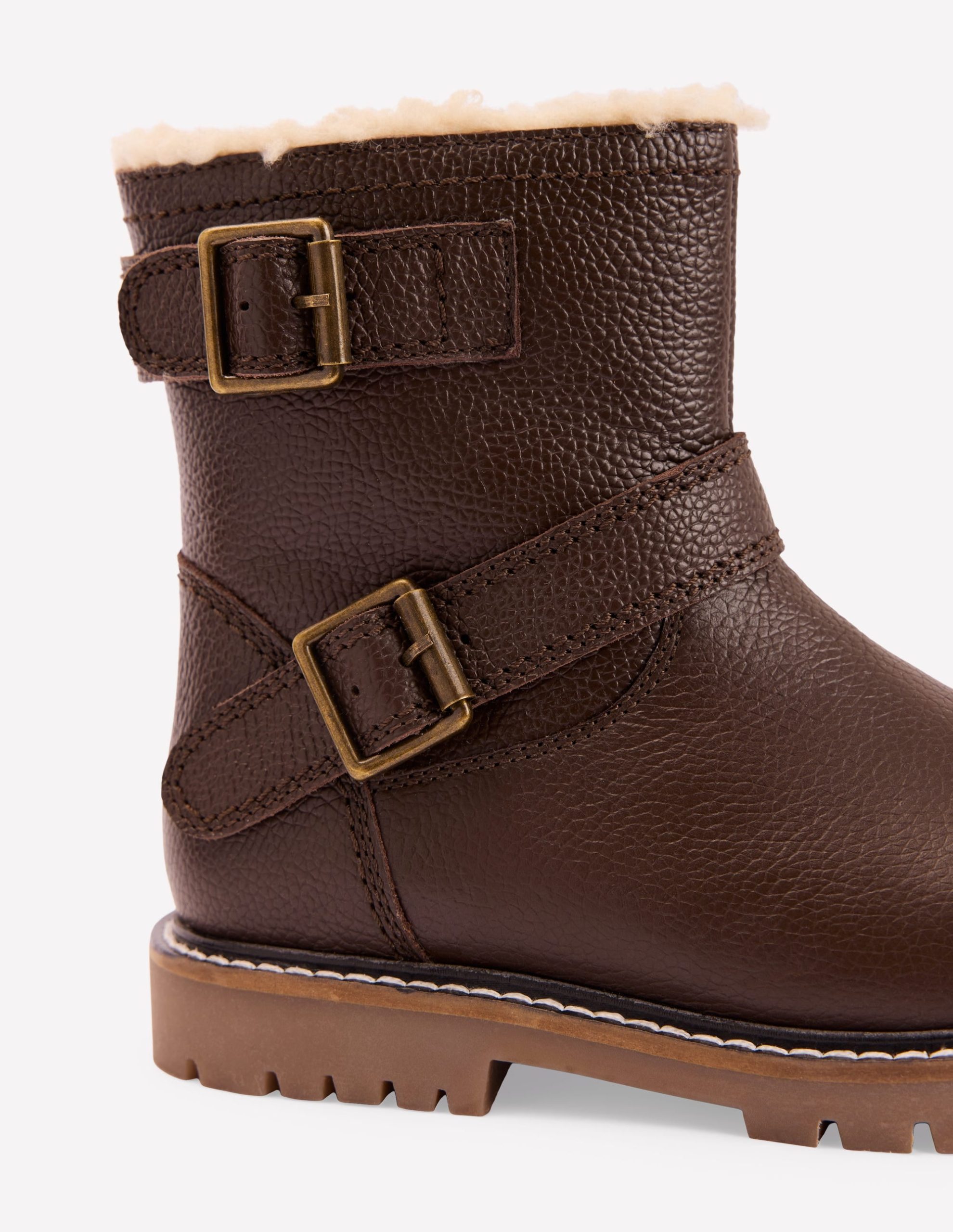 Leather Biker Boots-Dark Chocolate - Image 3