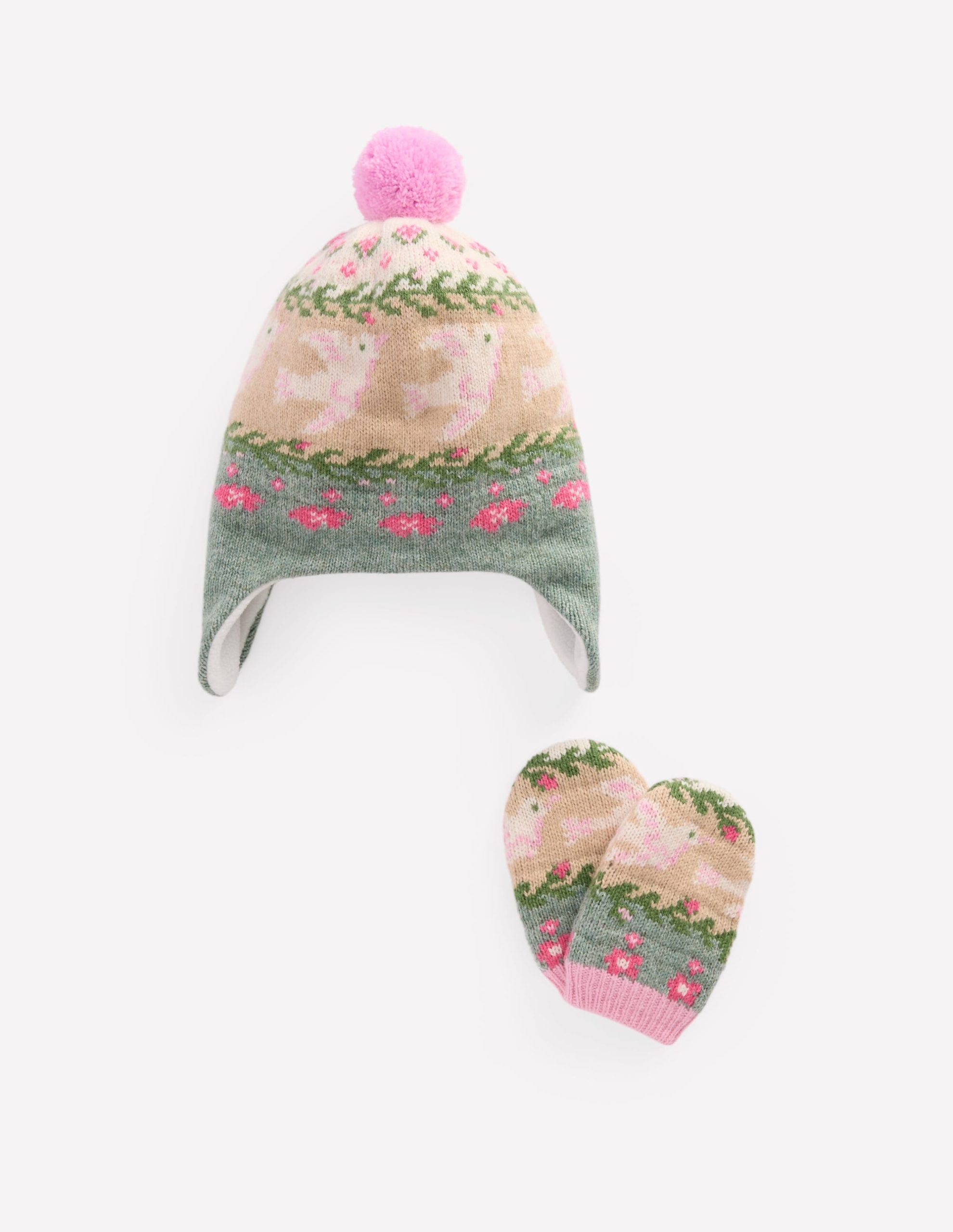 Baby Fair Isle Set-Soft Jade Marl Birds