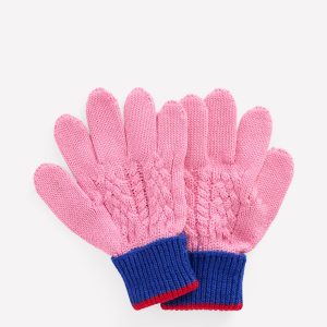 Knitted Gloves-Pink Colourblock