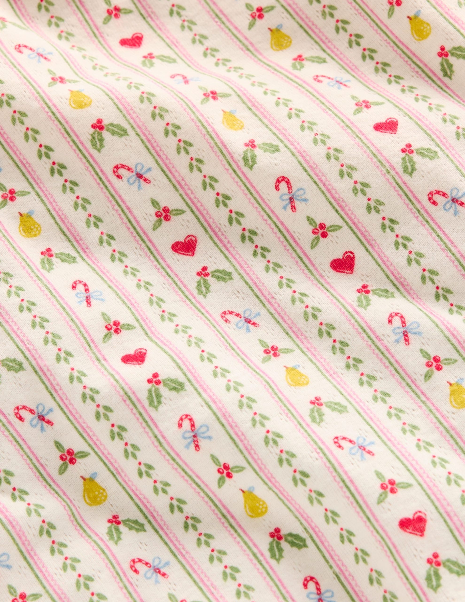 Long Sleeve Pointelle Top-Soft Ivory Nutcracker Stripe - Image 4