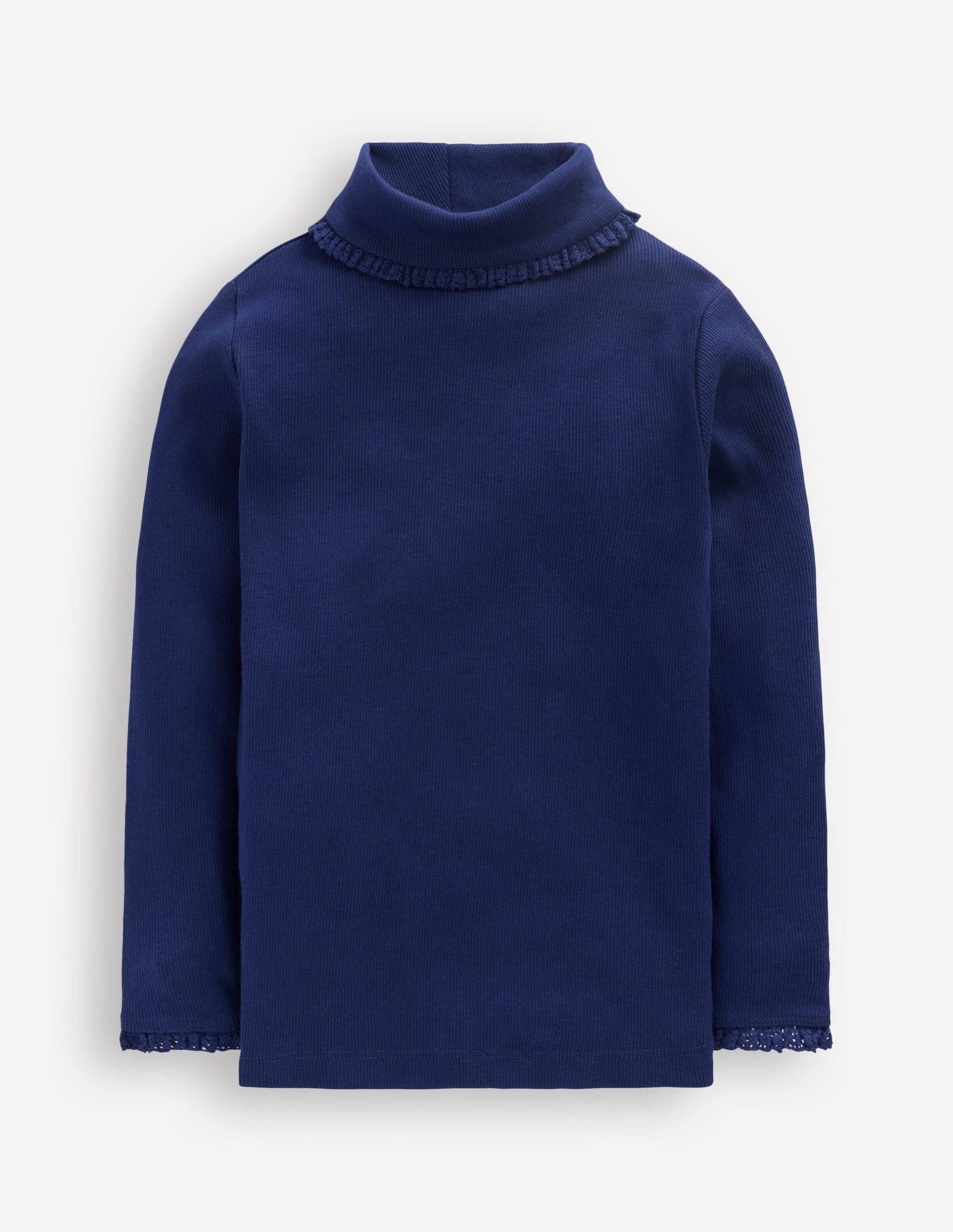 Ribbed Roll Neck Top-College Navy - Image 3