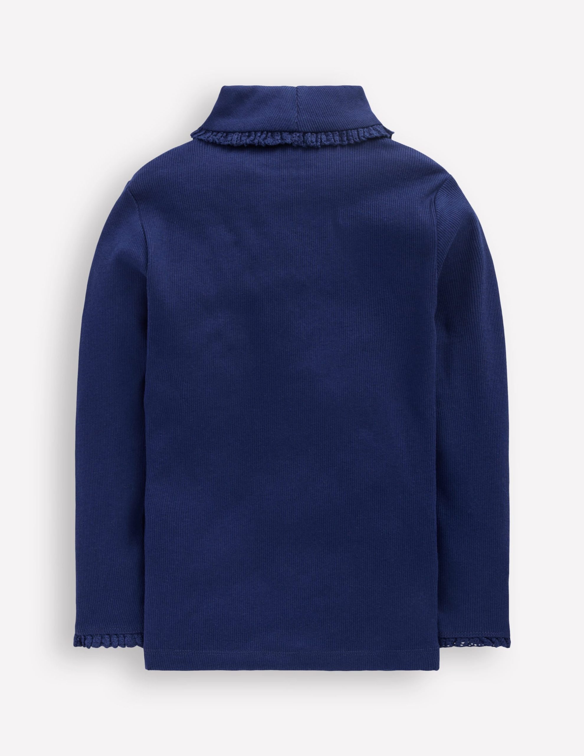 Ribbed Roll Neck Top-College Navy - Image 4