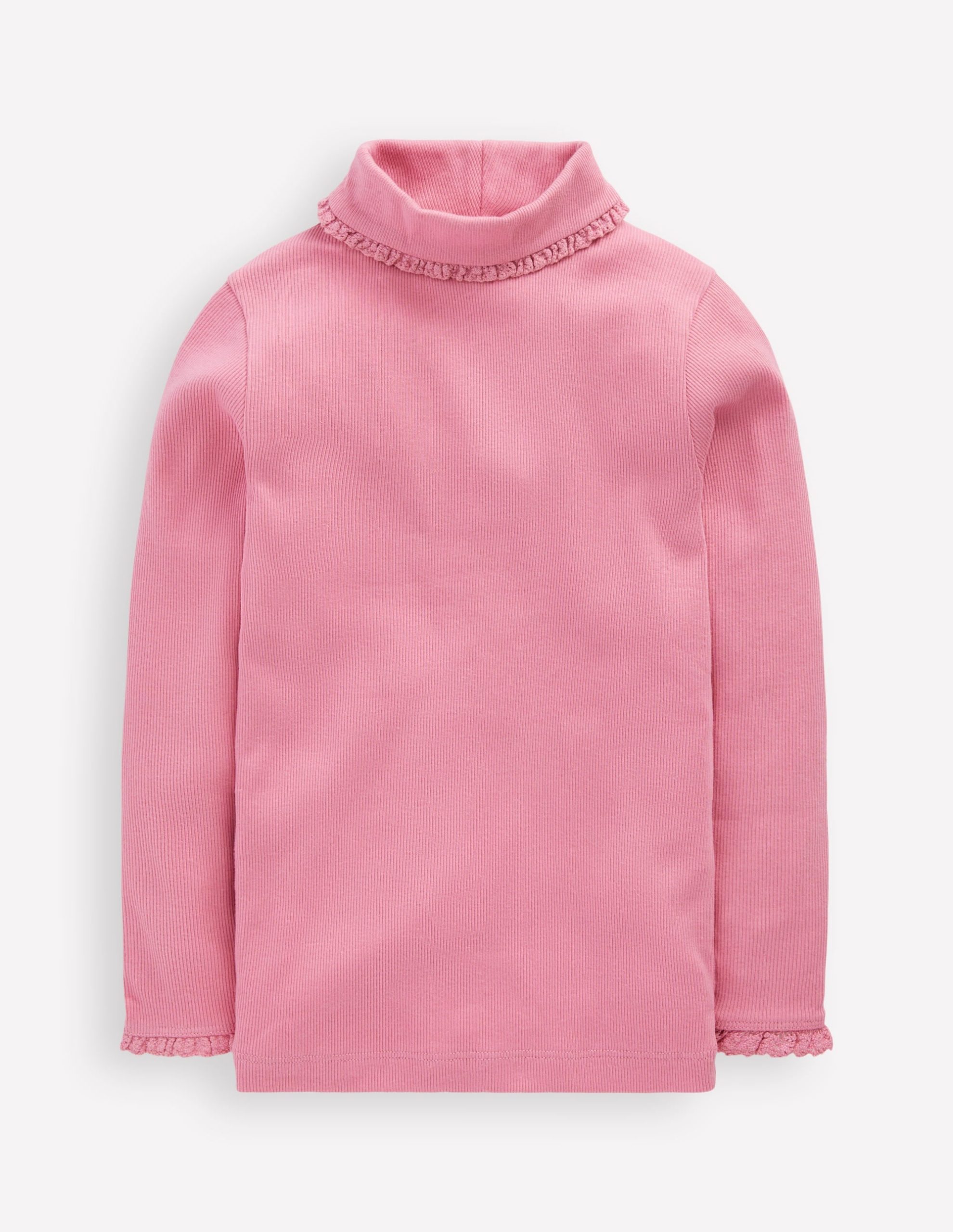 Ribbed Roll Neck Top-Pink Haze - Image 3