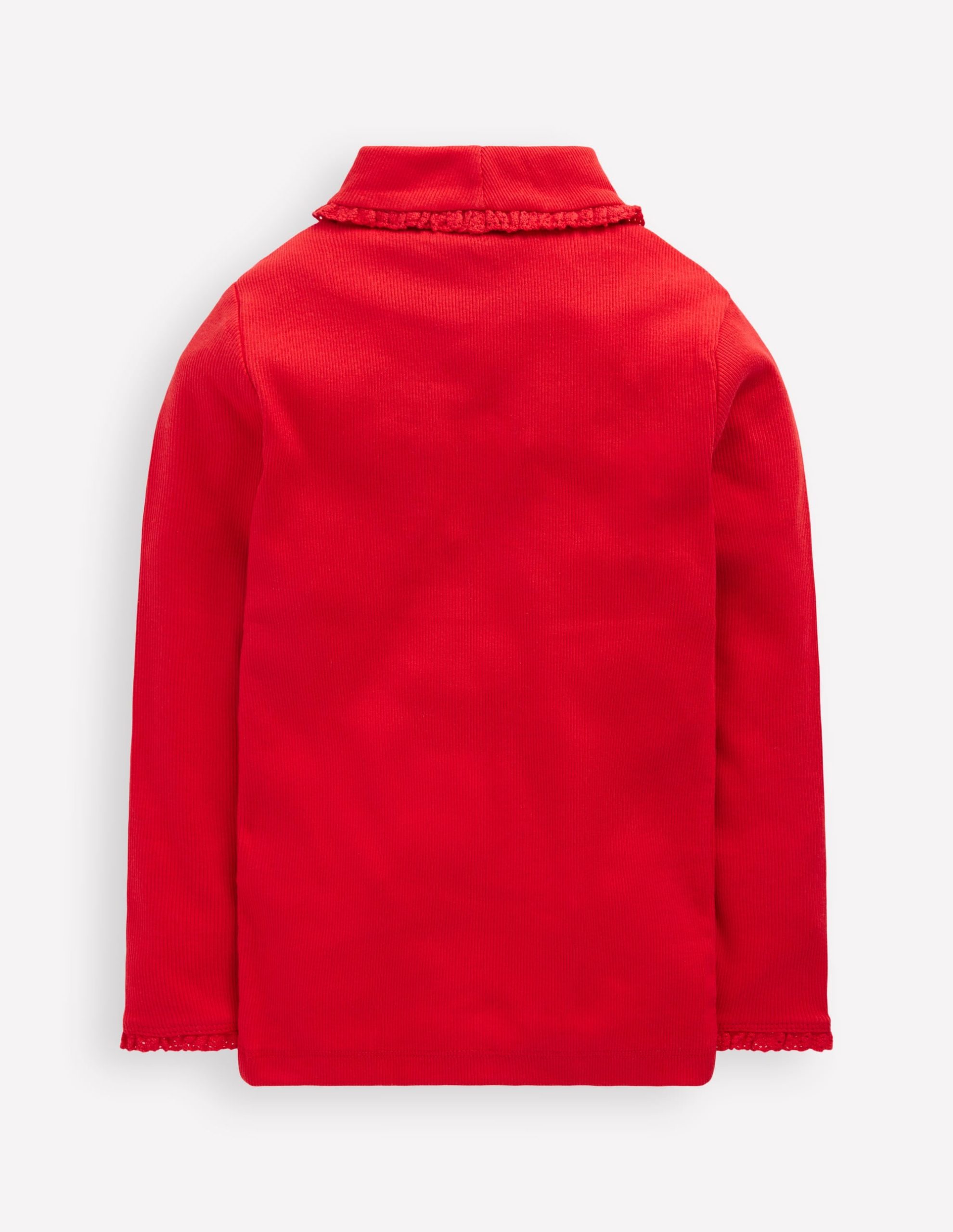 Ribbed Roll Neck Top-Poppy Red - Image 2