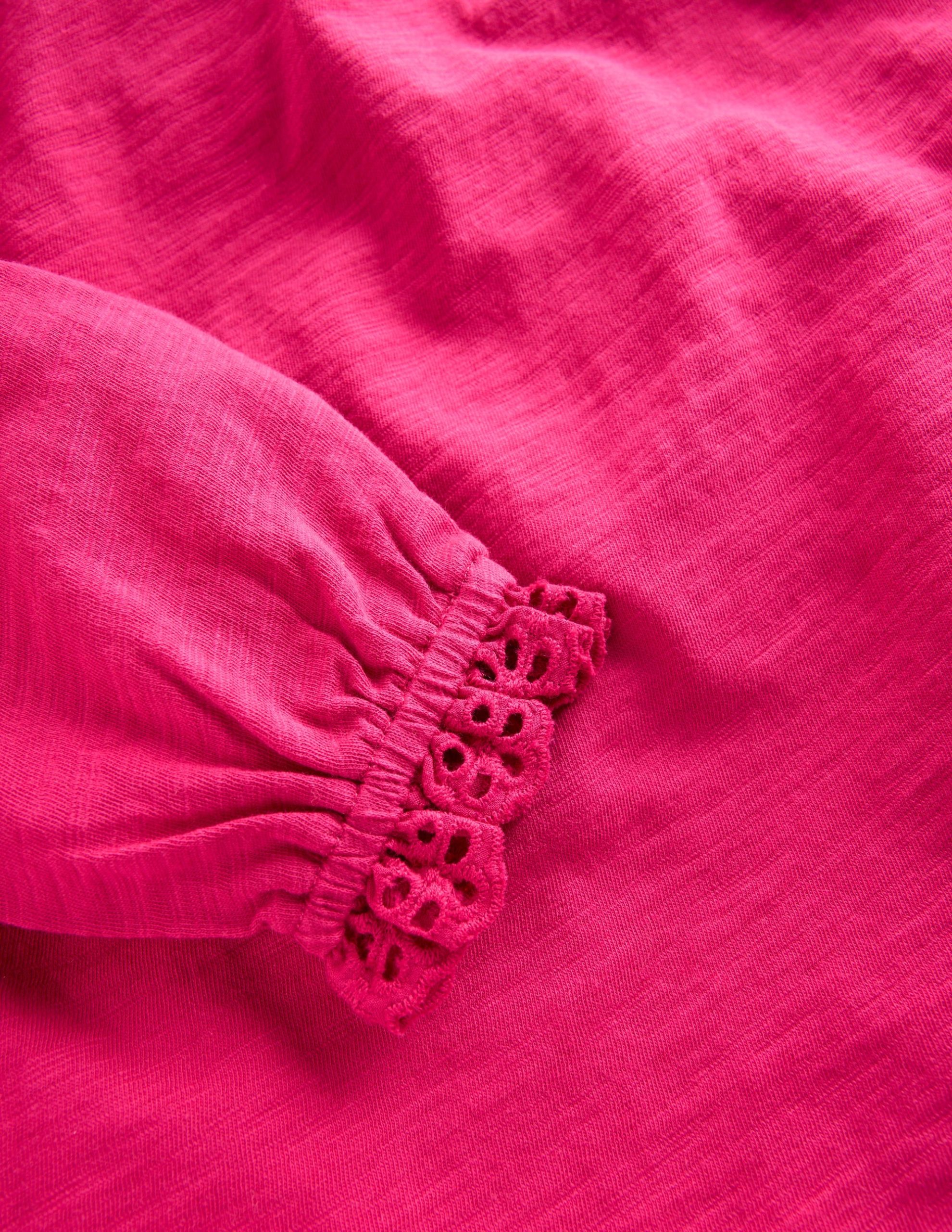 Broderie Trim Jersey Top-Cherry Jam - Image 3