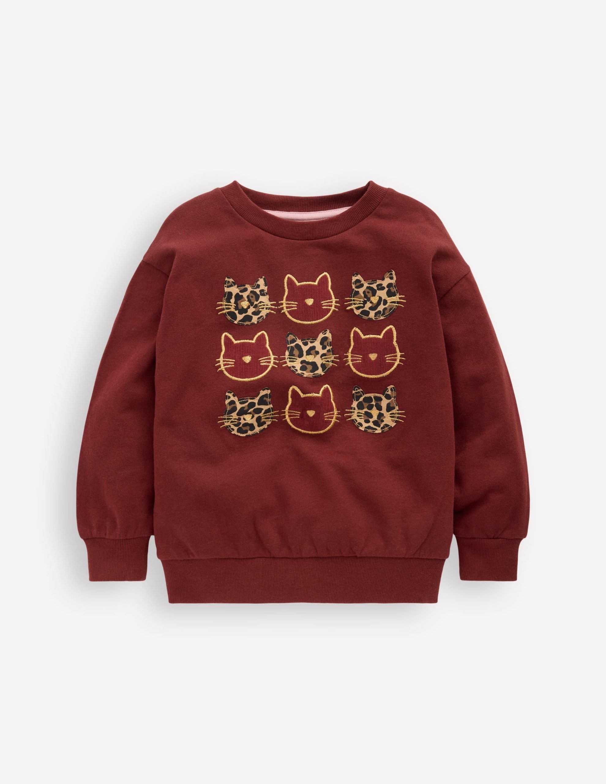 Bobbie Appliqu?? Sweatshirt-Chestnut Cats
