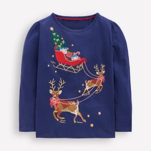 Long Sleeve Superstitch Tee-Starboard Blue Festive