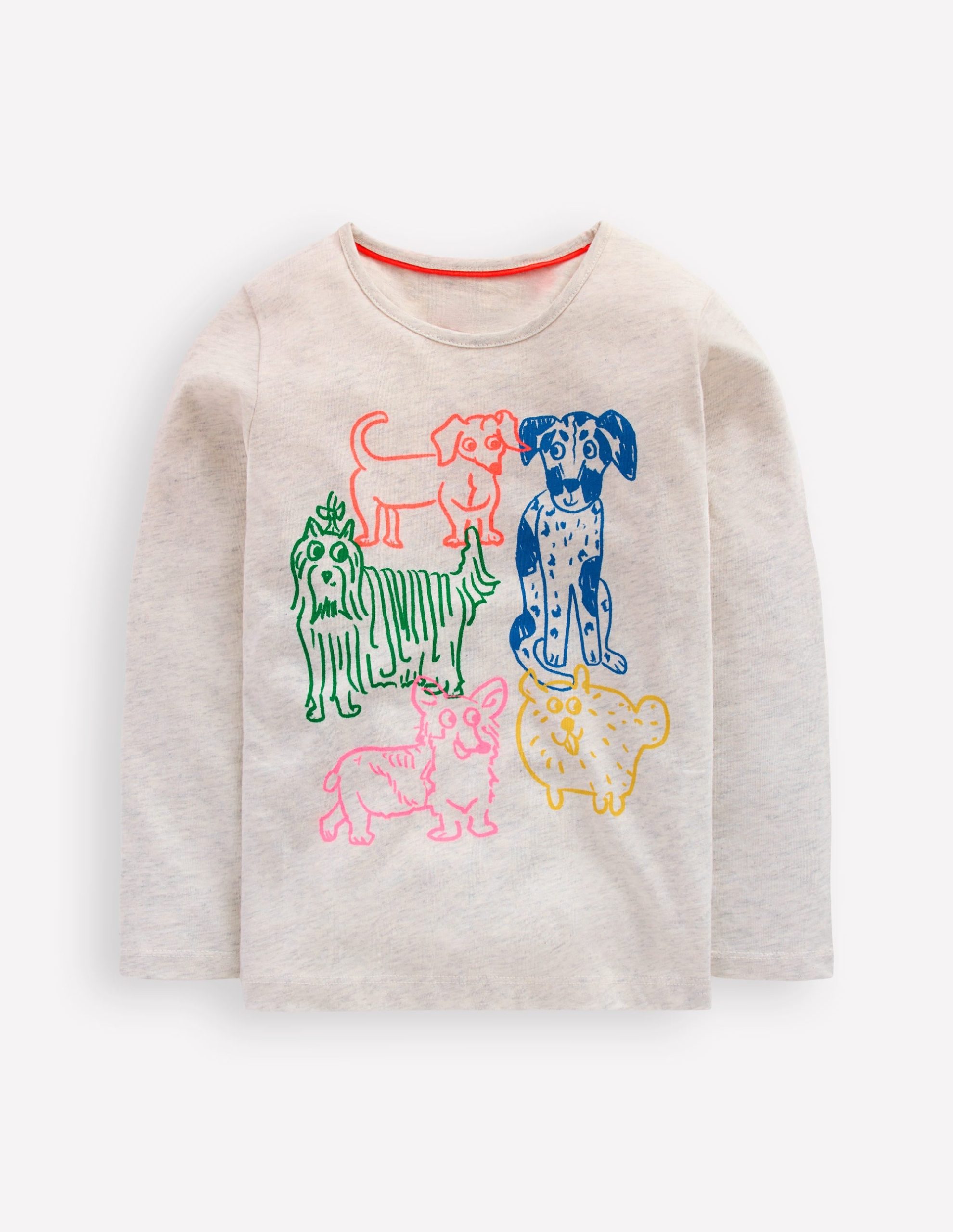 Long Sleeve Riso T-Shirt-Oatmeal Marl Dogs