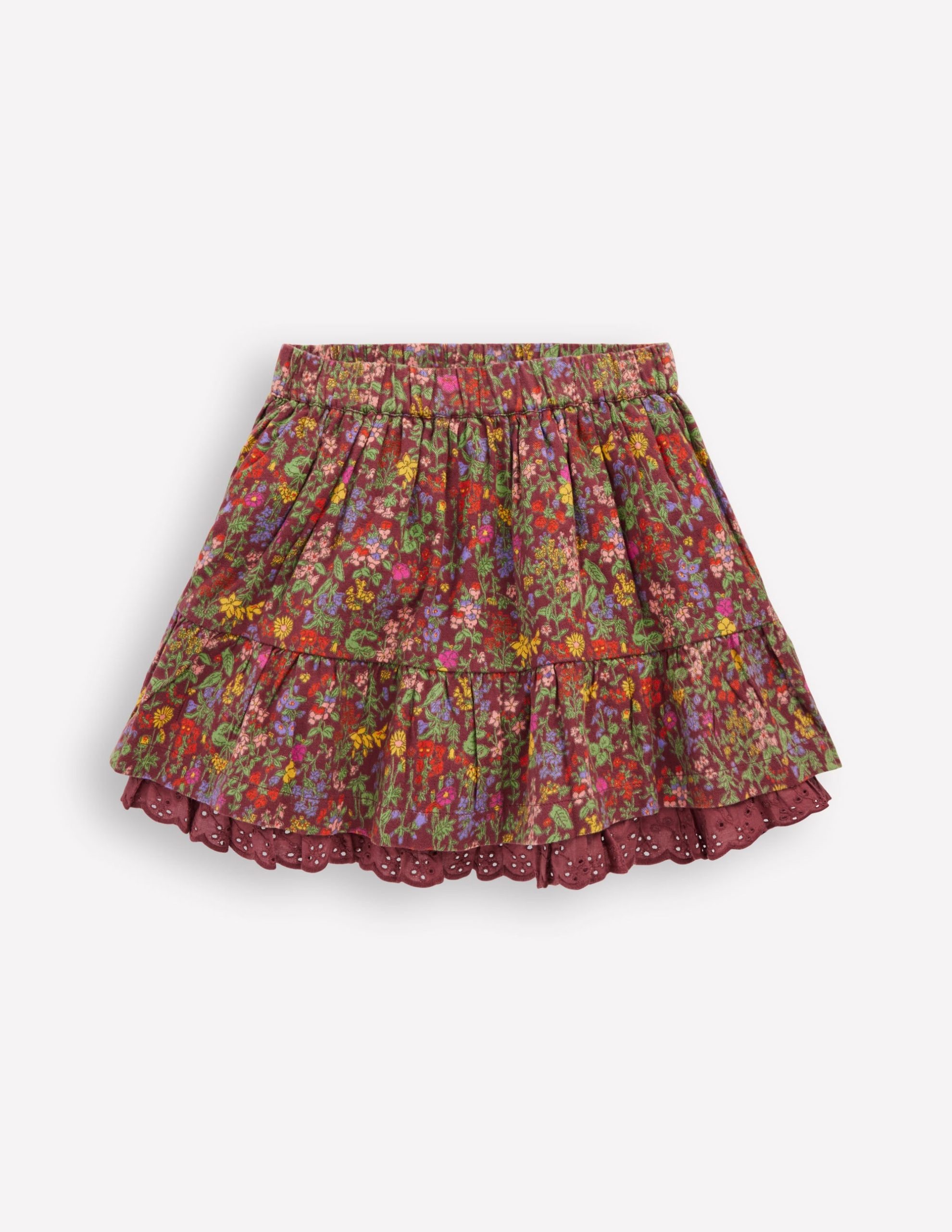 Printed Pull-on Woven Skirt-Chestnut Flower Meadow - Image 2